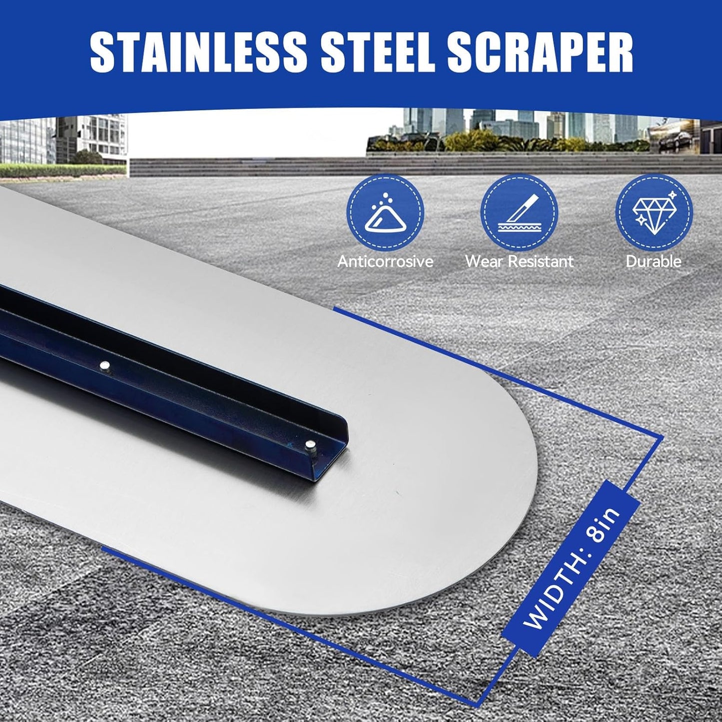 Stainless Steel Concrete Float - 46 x 8" Bull Float Concrete Finishing Tools Kit With 4 x 3.8 Feet Float Handle Concrete Surface Smoothing Tool