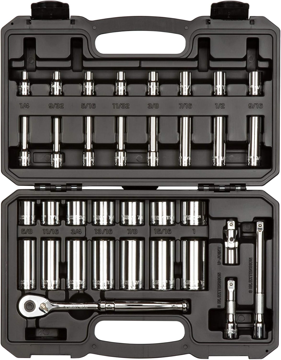 TEKTON 3/8 Inch Drive 6-Point Socket and Ratchet Set, 46-Piece (5/16-3/4 in., 8-19 mm) | SKT15301