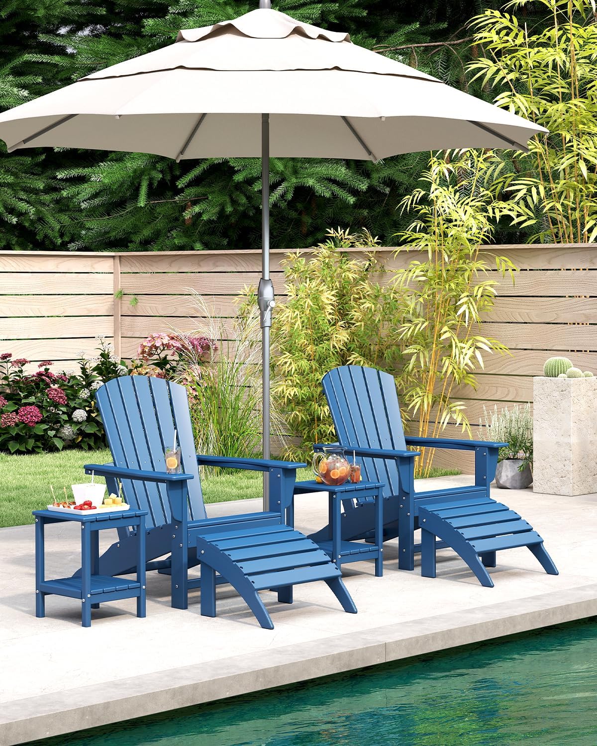 BRIOPAWS Adirondack-Chairs-Set of 4 | Fire Pit Chair | Oversized | HDPE Plastic | Weather Resistant | for Deck Outdoor Poolside Campfire | Blue