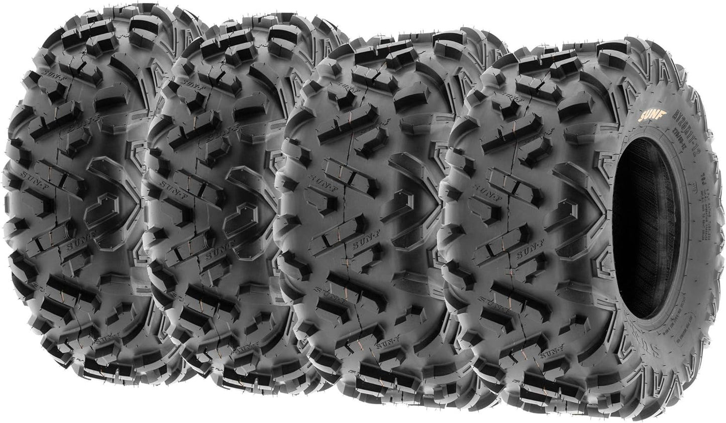 Set of 4 SunF Power.II ATV UTV Tires 23x7-10 Front & 22x10-10 Rear, All-Terrain Off Road, 6 PR, A051