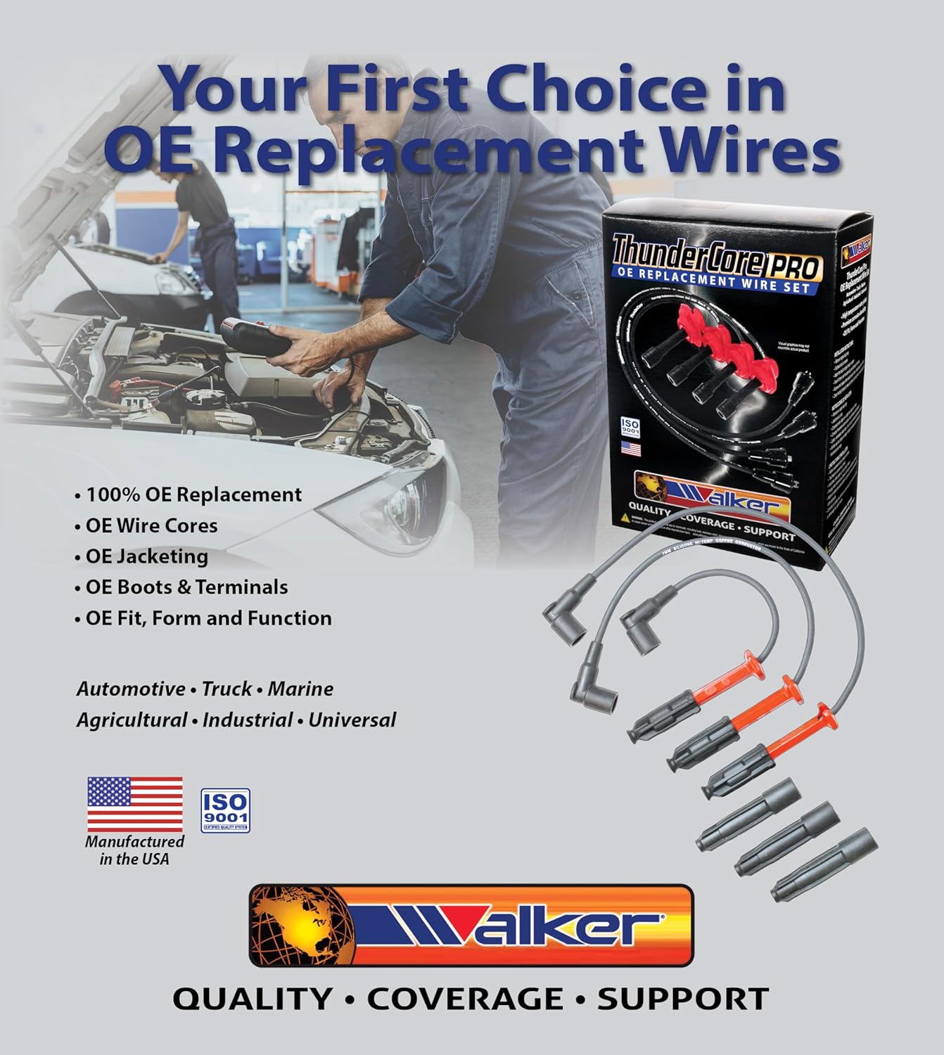 Walker Products ThunderCore PRO Premium Spark Plug Wire Set 924-1421
