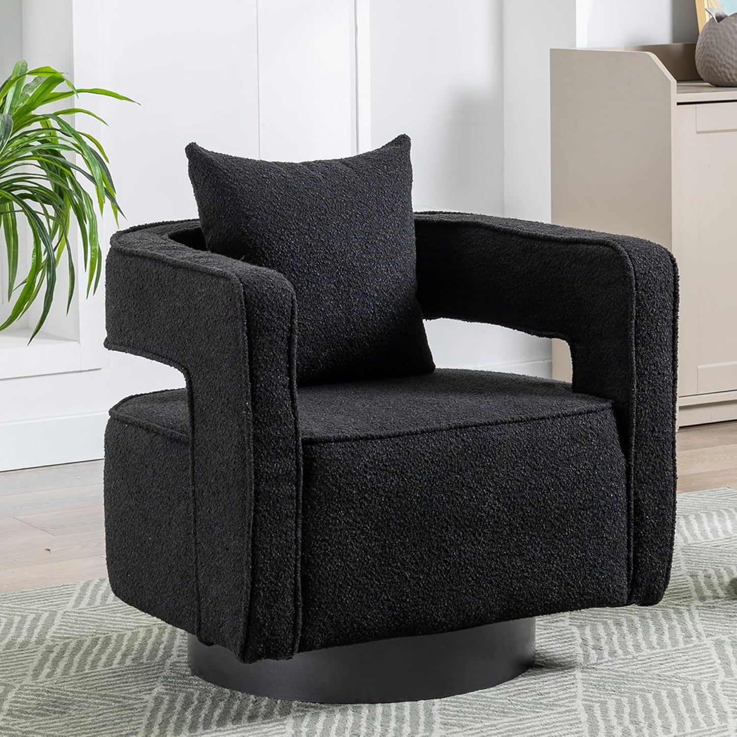 Swivel Accent Chair Set of 2, Modern Swivel Barrel Chair for Living Room, 360 Degree Comfy Square Accent Chair with Open Back, Upholstered Armchair for Bedroom,Reading, Linen Blend, Pale Green