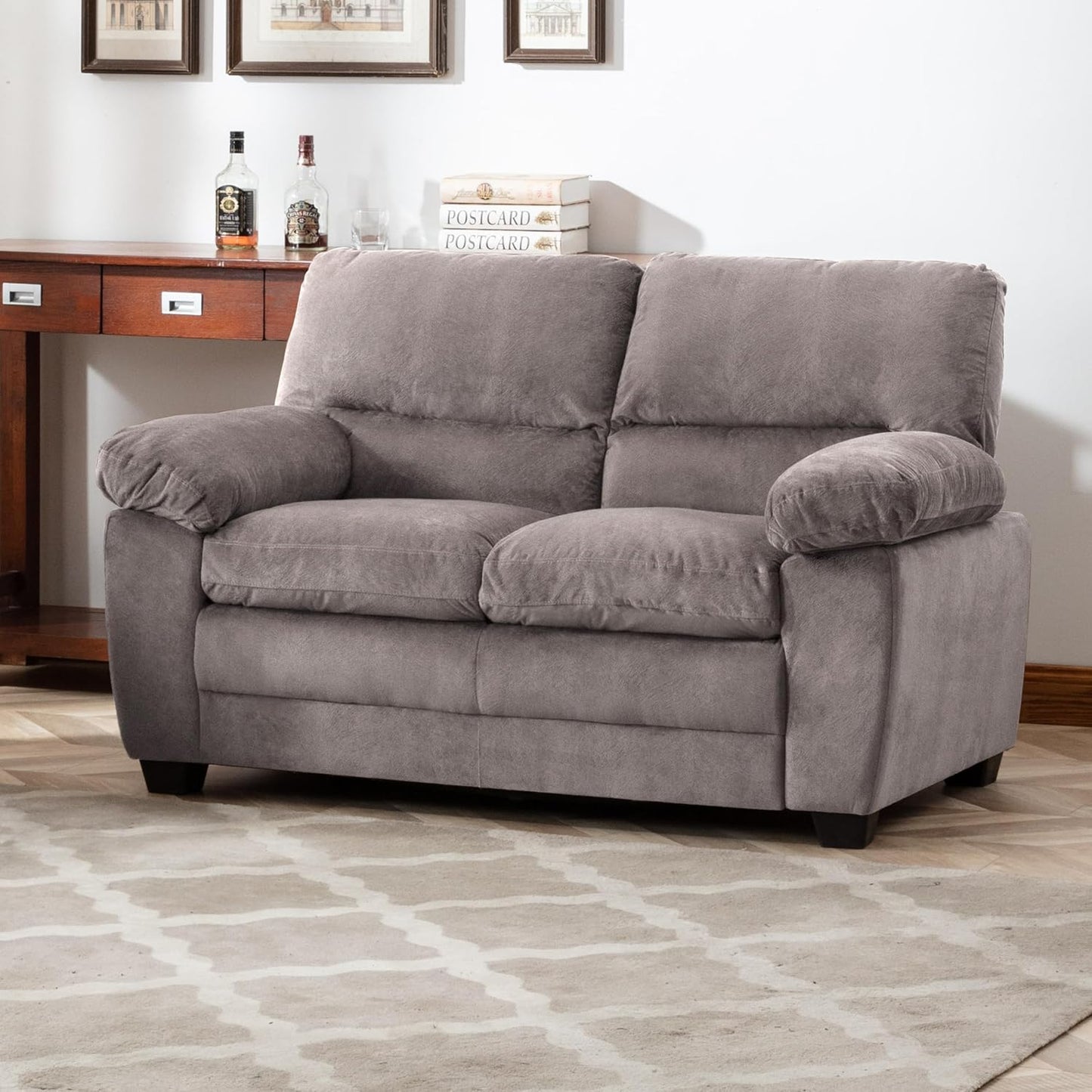 AC Pacific Andres Mid Century Modern Plush Velvet-Like Upholstered Living Room, Chair, Walnut Brown