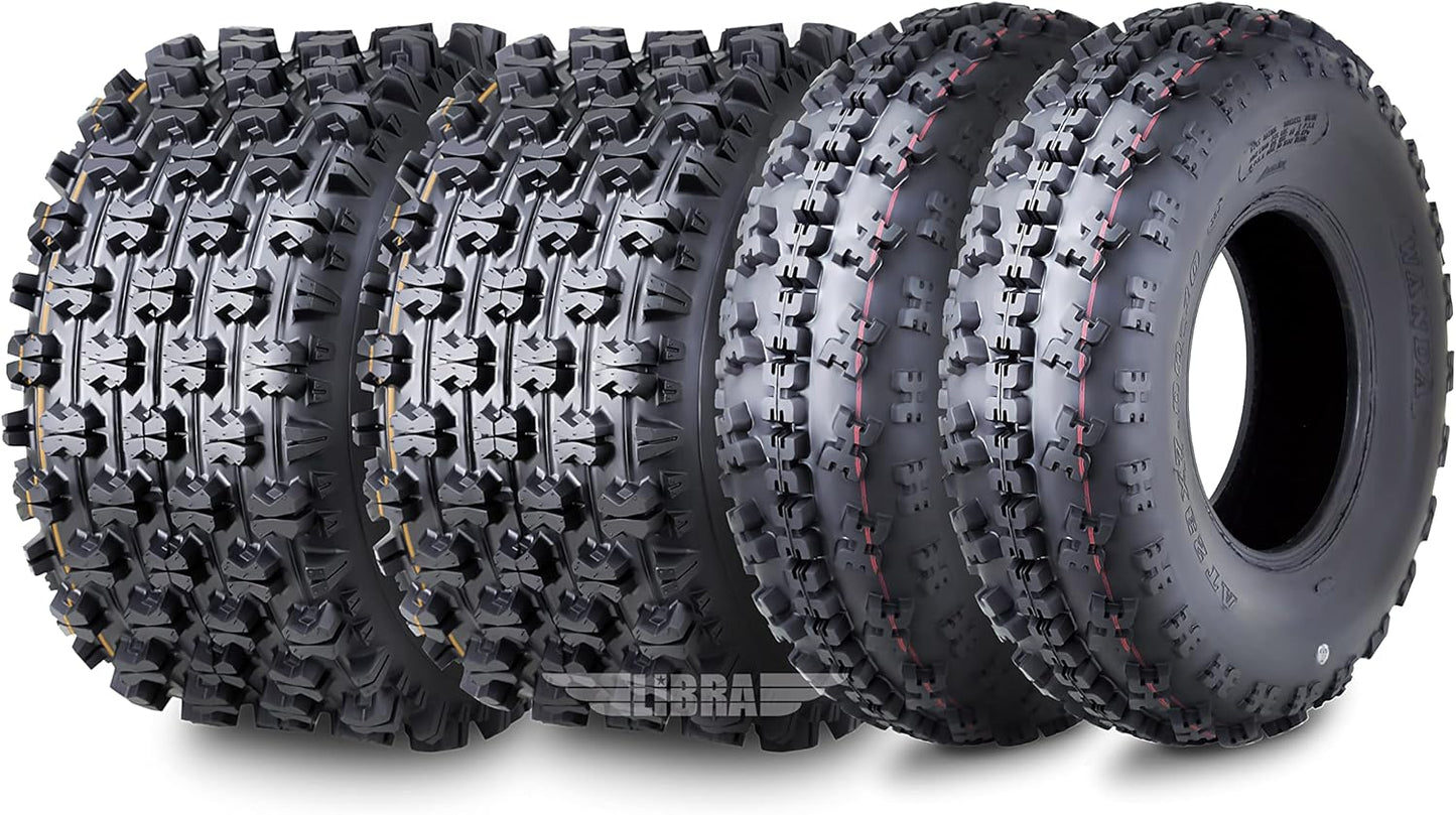 WANDA (Set 4) Sport ATV Tires 22x7-11 Front & 22x10-9 Rear GNCC (Grand National Cross Country) Race Tires Compatible for Honda Recon 250 Suzuki Ozark 250