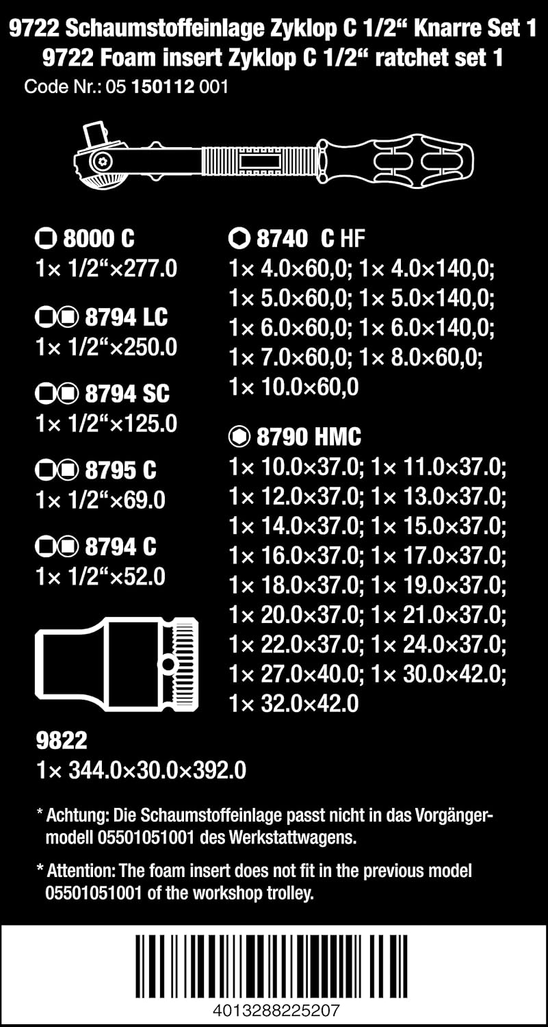 9722 Foam Insert "8000 C Set 1"