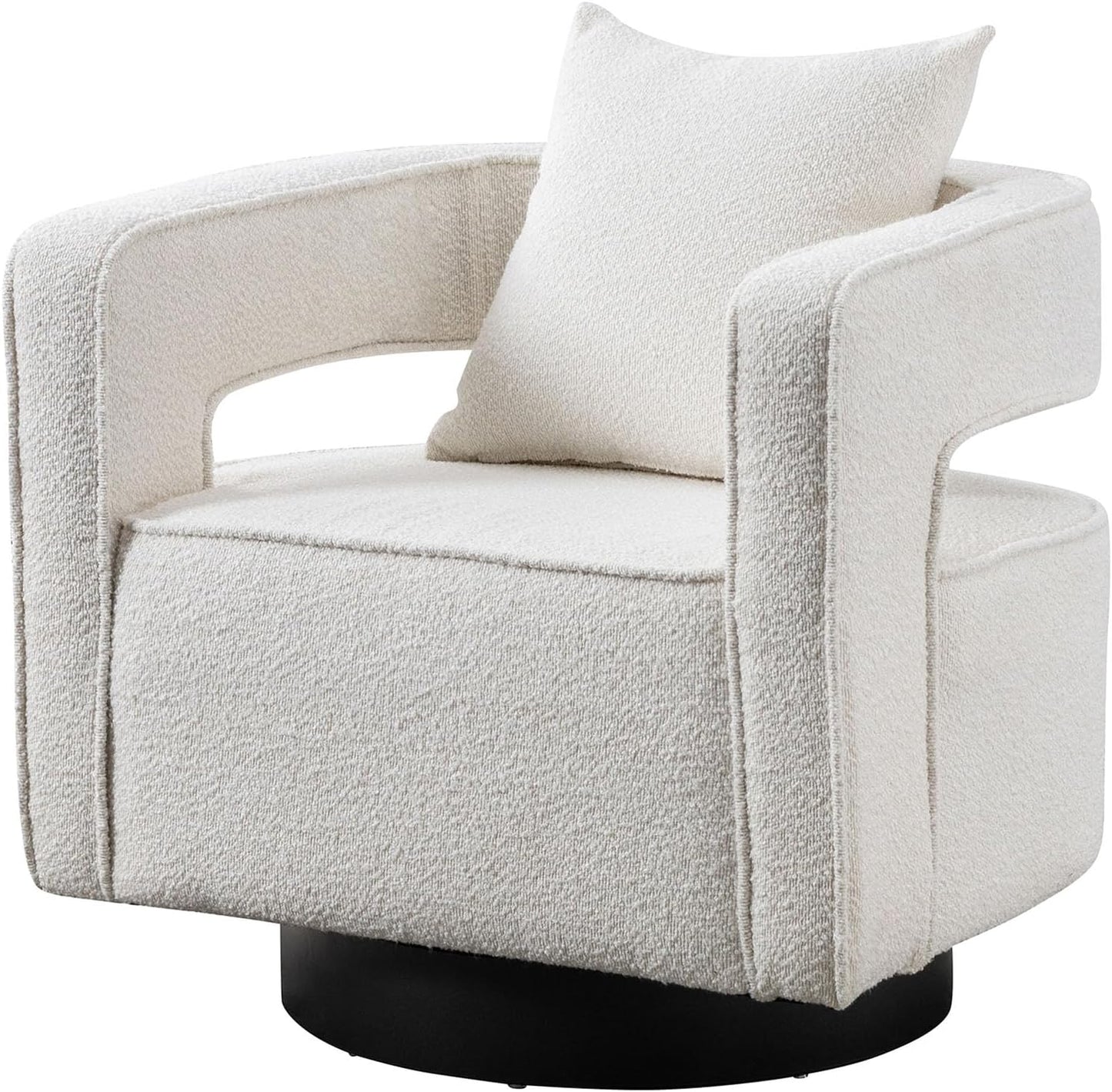 Swivel Barrel Chair Set of 2, Modern Teddy Round Accent Chairs Curved Open Back, 360 Degree Swivel Arm Chair with Pillow, Single Sofa Chair for Living Room Bedroom,Orange