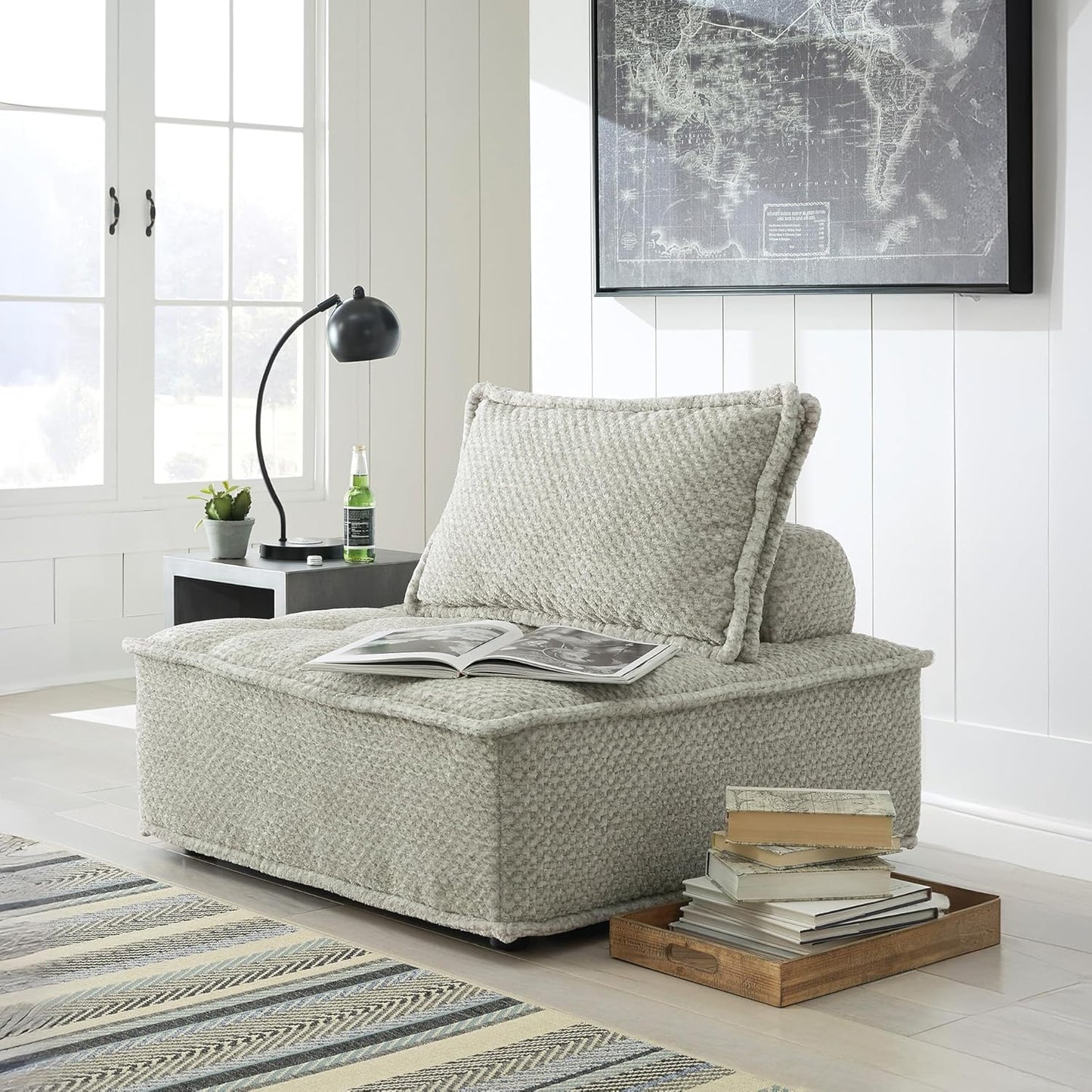 Signature Design by Ashley Bales Low Profile Floor Seating Accent Chair, Gray