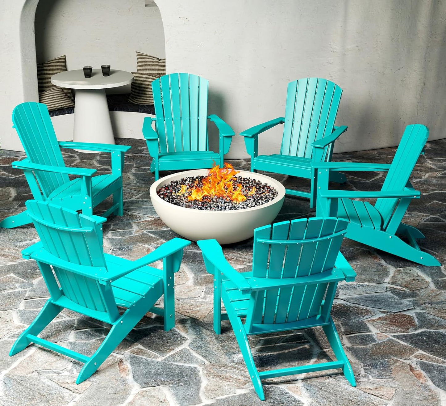 BRIOPAWS Adirondack-Chairs-Set of 4 | Fire Pit Chair | Oversized | HDPE Plastic | Weather Resistant | for Deck Outdoor Poolside Campfire | Blue