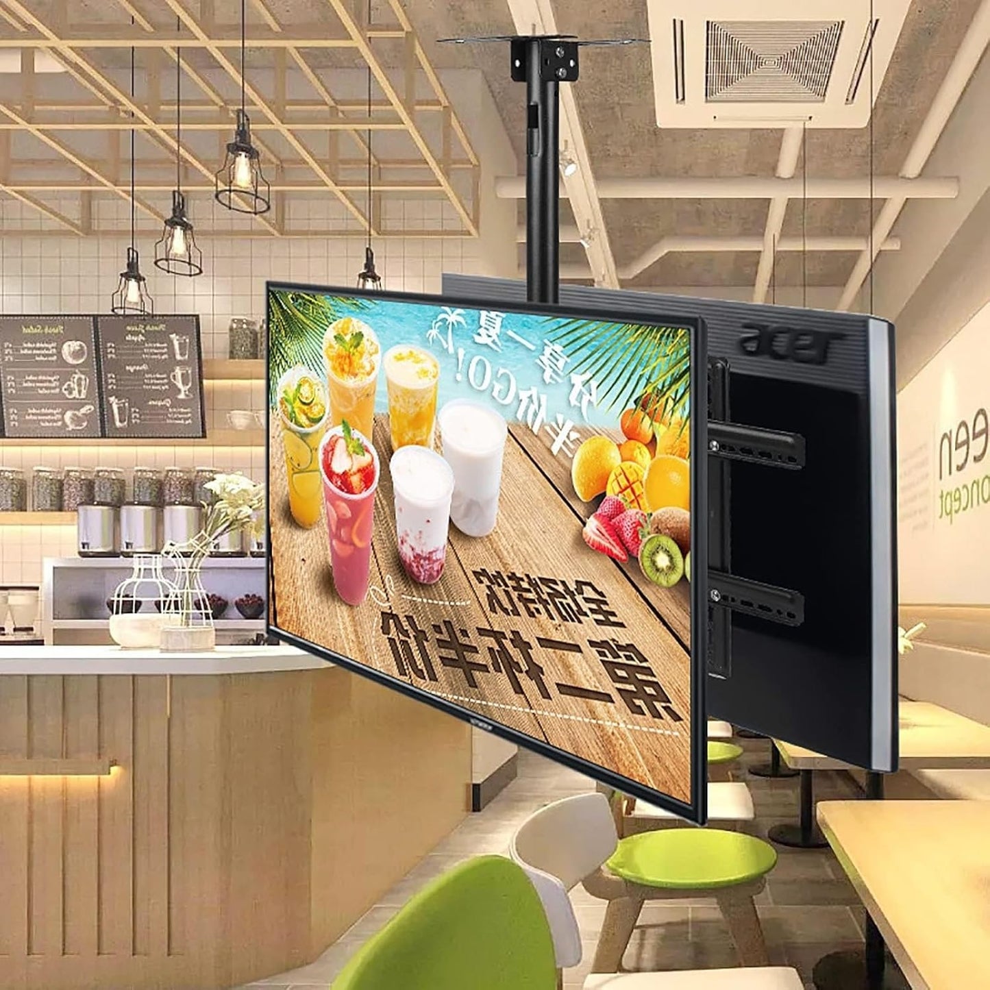 360° All-Round Rotation of Double-Sided Dual Sn TV Hanger - Adjustable Height TV Bracket,Adjustable Tilt TV Ceiling Mount,Fits Flat and Curved Ceilings