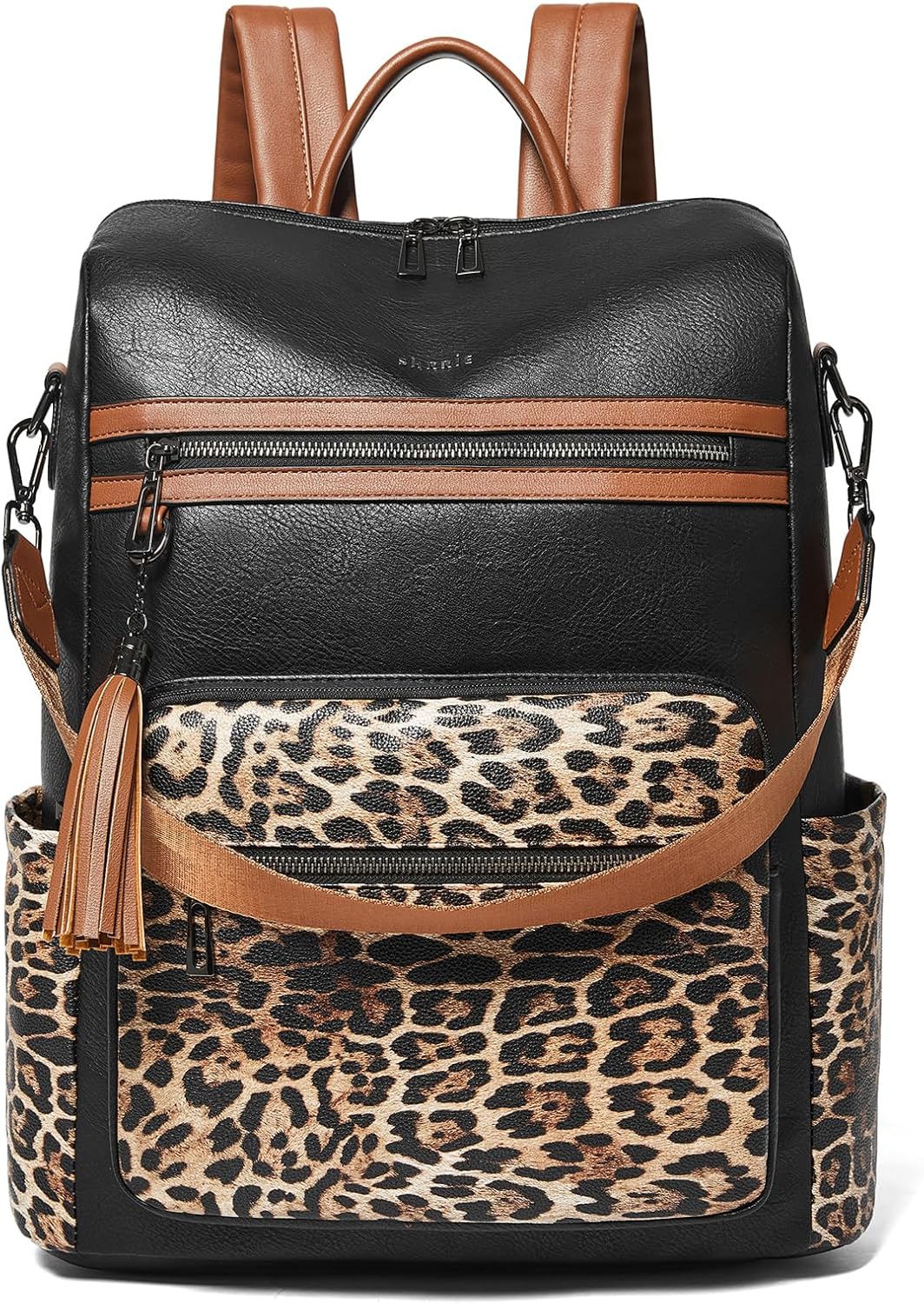 Shrrie 15.6 inch Laptop Backpack for Women,Large Leather Backpack Purse,Travel,Carry on,Water Resistant Casual Laptop Backpacks,College Backpack,Work Backpack for Women,Two-toned Brown