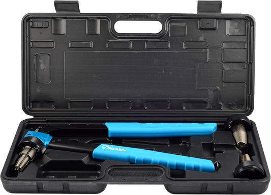 SharkBite PEX-A Expansion Tool Kit, Includes 1/2 inch, 3/4 inch, and 1 inch Expansion Heads, Auto-Rotating Expansion Tool, Lubricant and Carrying Case
