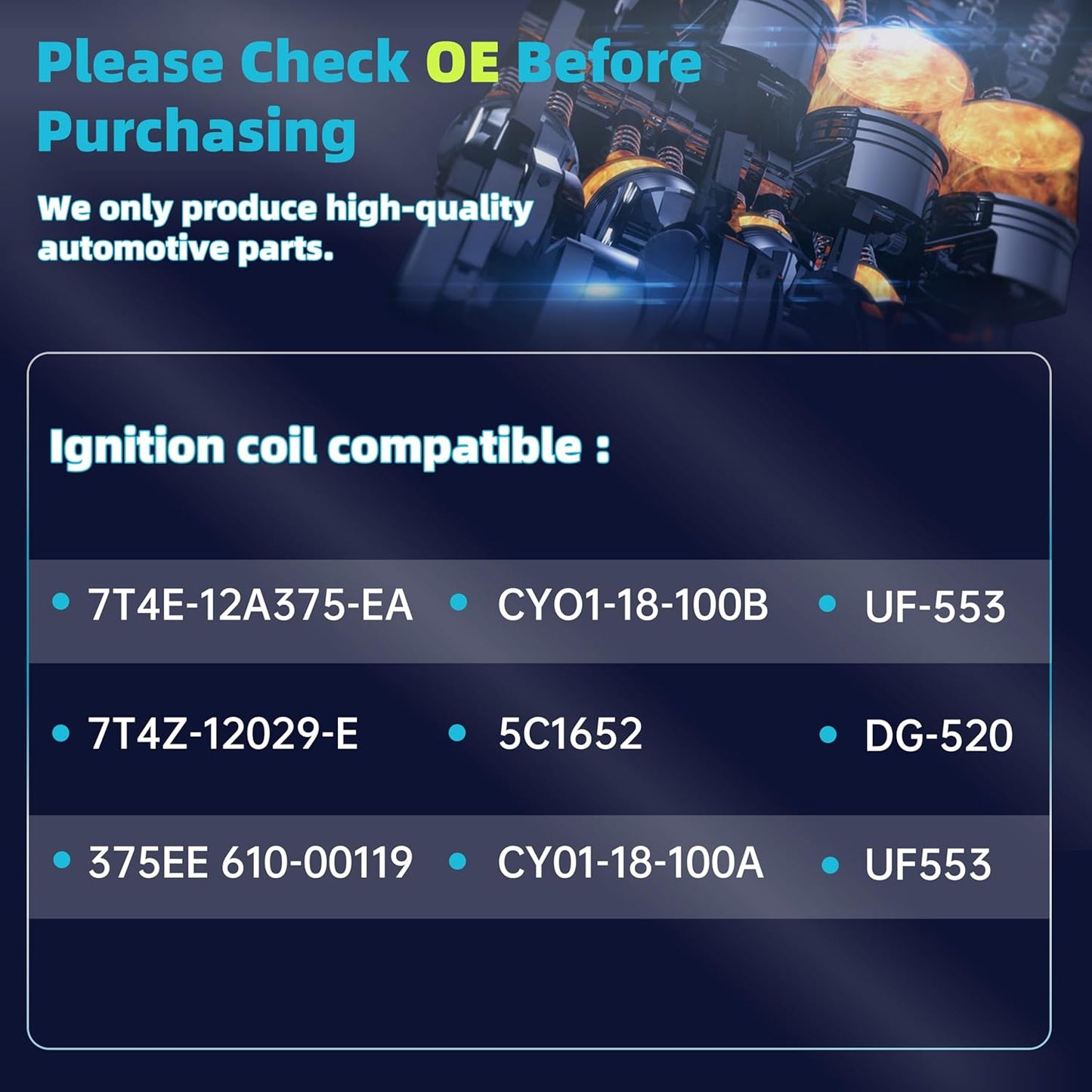 Set of 6 UF553 Ignition Coil Pack & Iridium Spark Plug 3.5L 3.7L V6 Compatible with 2006-2016 Ford Taurus Edge Mustang Explorer Flex F-150 Fusion, Lincoln MKS MKT MKX MKZ, Mazda6 CX-9, DG-520 UF595