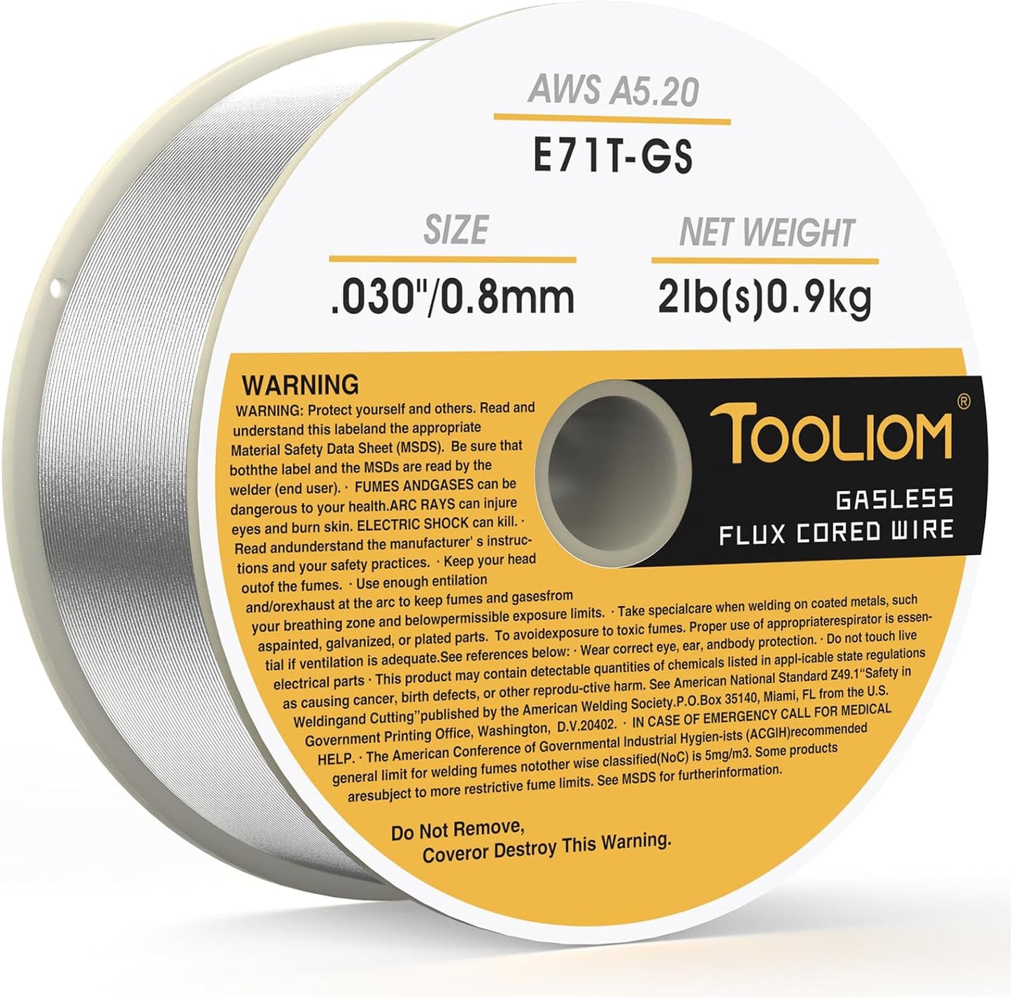 TOOLIOM E71T-GS .035" Diameter 10-Pound Spool Flux Core Self-shielded MIG Welding Wire for Carbon Steel 2 PCS