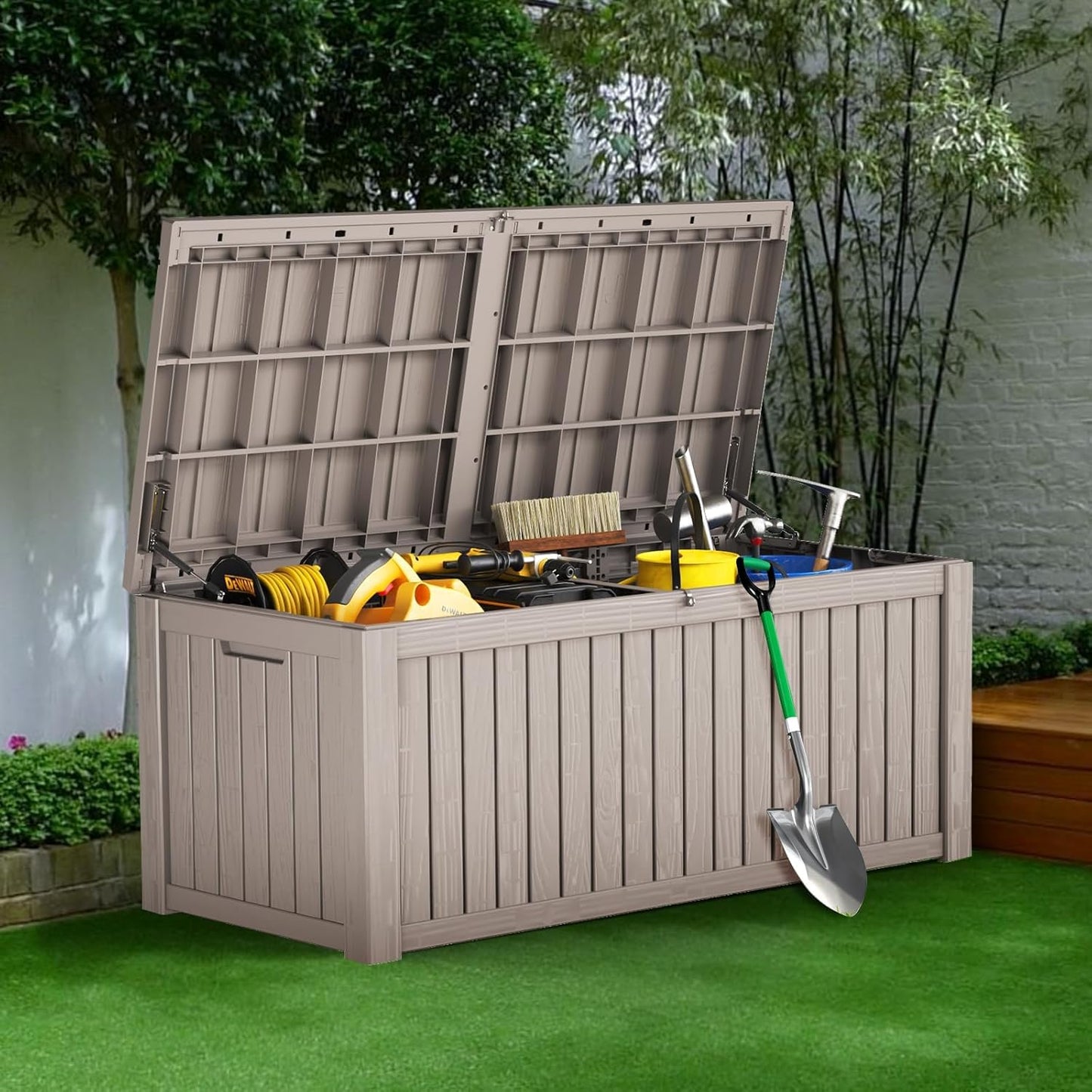 200 Gallon Outdoor Storage Box - Waterproof Patio Deck Box for Outside Deliveries, All-Weather Resin Bin with Lock for Cushions & Tools, UV-Resistant, Matte Black