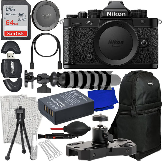 SSE Nikon Zf Mirrorless Camera (Body) 1761 - Bundle Includes: 64GB SDHC Memory Card, Portable Mini Metal Dolly, Action Camera Adapter & Screw, Sling Backpack, 8" Gripster & Much More (10pc Bundle)