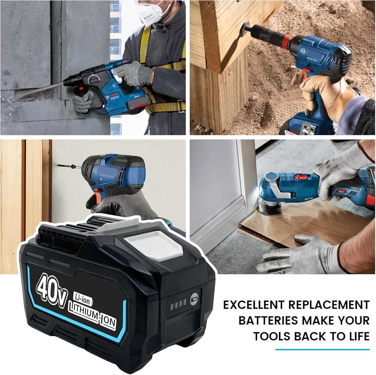 40V 8.0A Replacement Battery Compatible with Makita BL4080F BL4040 BL4025 BL4025B BL4020 BL4050 Cordless Power Tools with LED Screen Display
