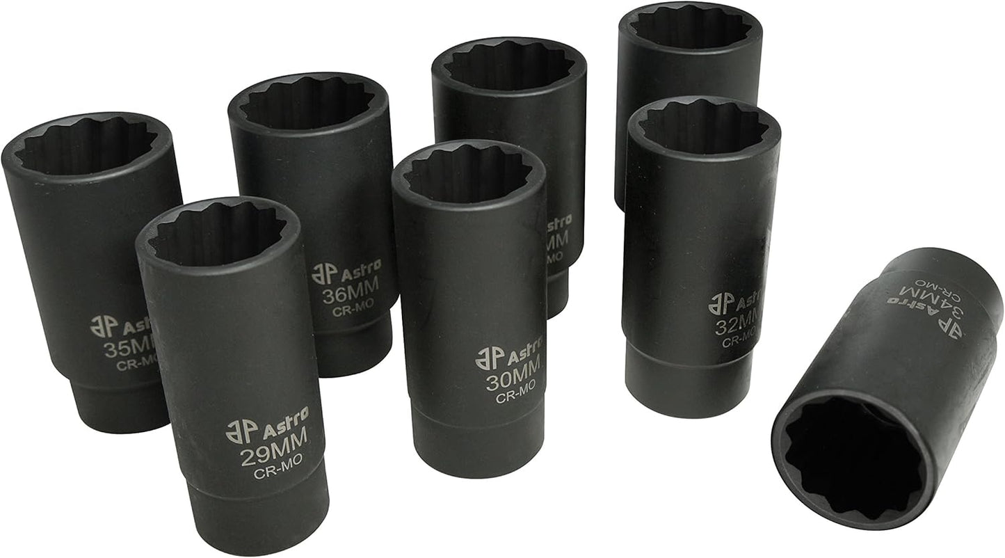 Astro Pneumatic Tool 78868 12-Point Axle Nut Socket Set (8 Piece)