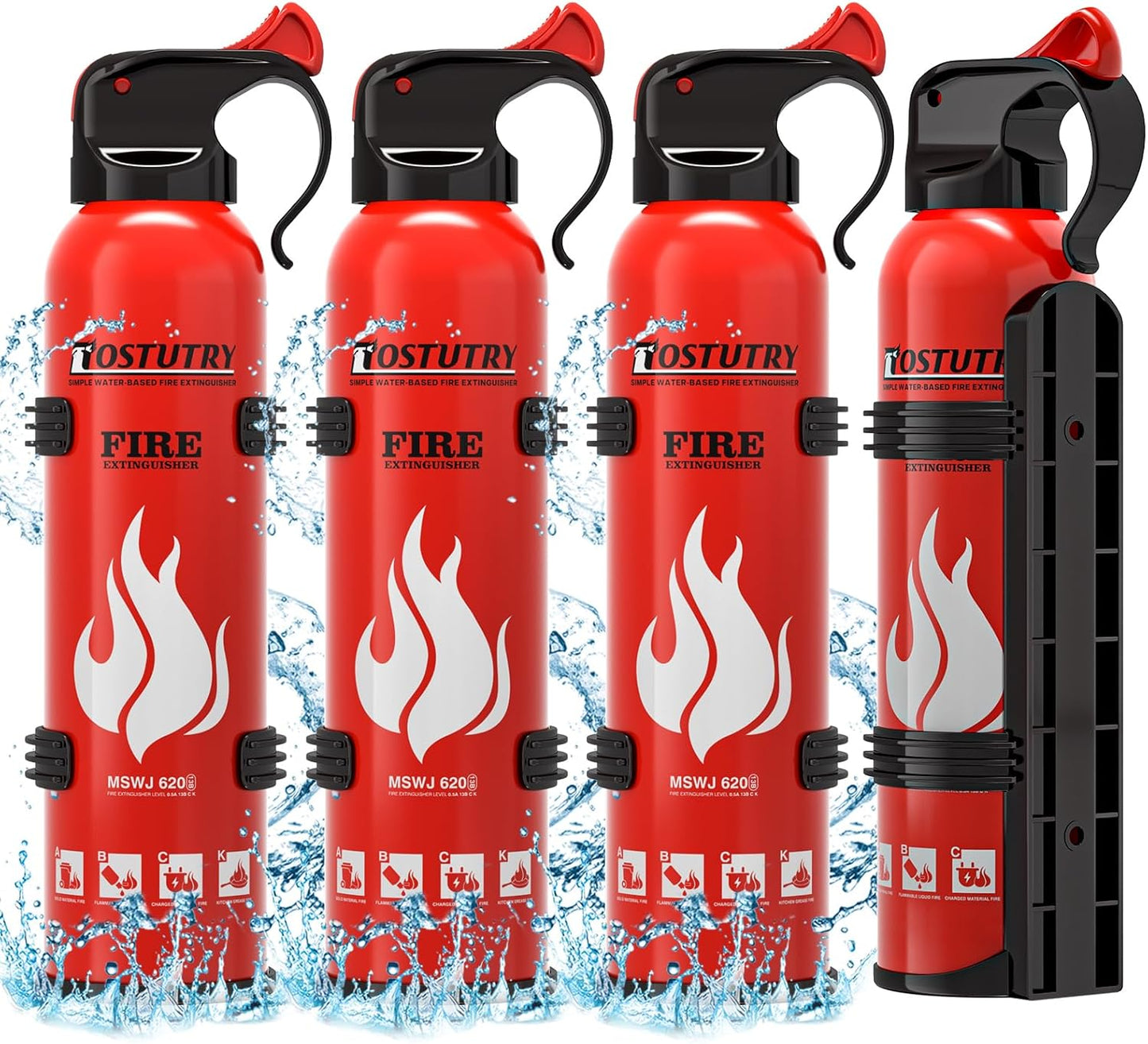 Upgraded 8-IN-1 Fire Extinguisher for Home Vehicle Car Kitchen Boat, Small Fire Extinguishers Spray with Mount for Class A B C K Fire, Portable Easy Clean (6 Pack)