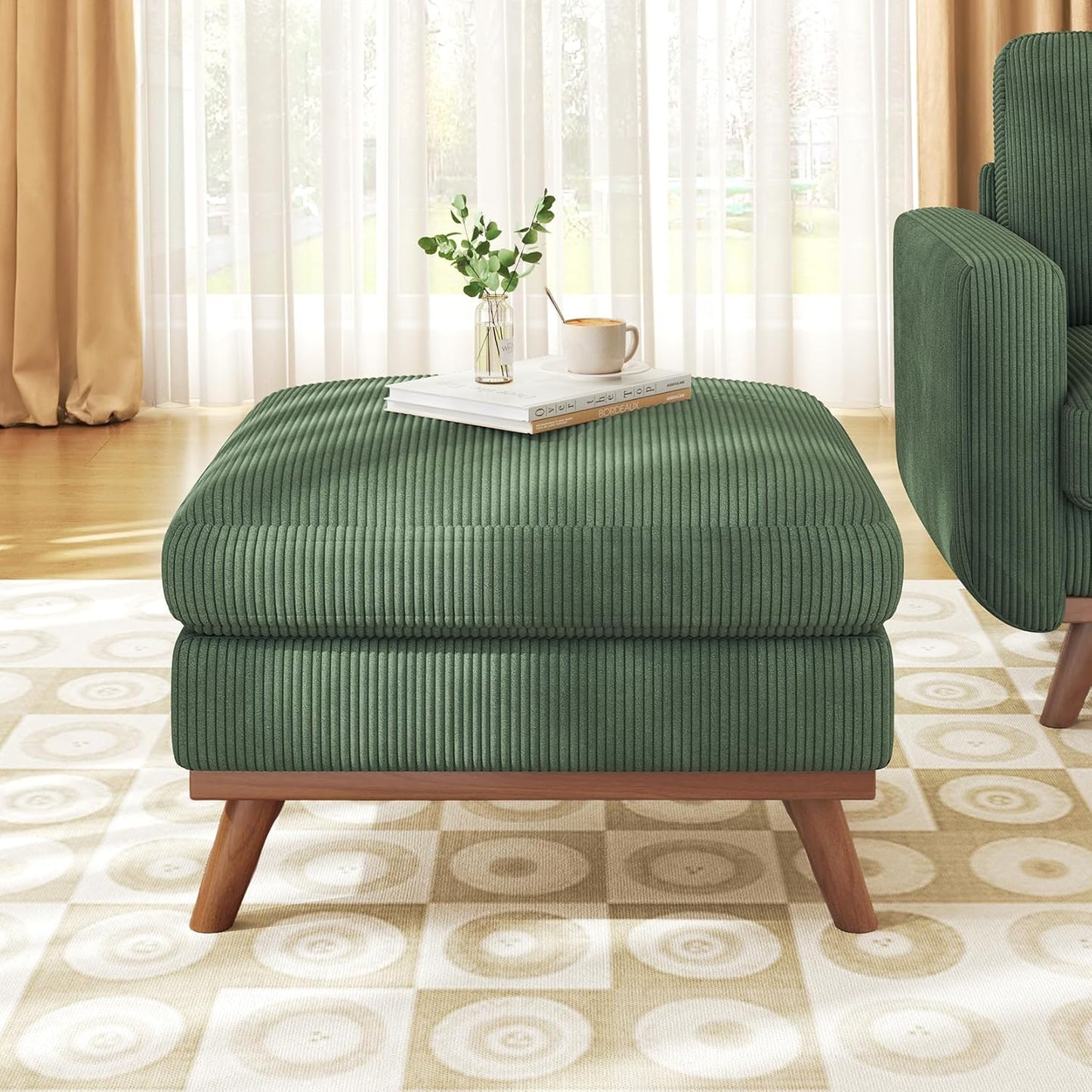 Vesgantti 68" Loveseat Sofa - Green, Comfy Corduroy with Spring Cushion, Solid Wood Frame, Modern Deep Seat, Bedroom & Living Room, Office Couch
