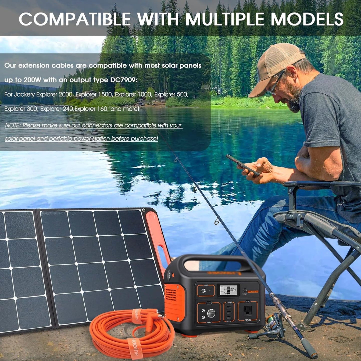 Solar Panel Extension Cable Compatible with Jackery Solar Panel Connector Perfectly for Gz Yeti, Aker, Jackery Portable Power Station (35 Feet)