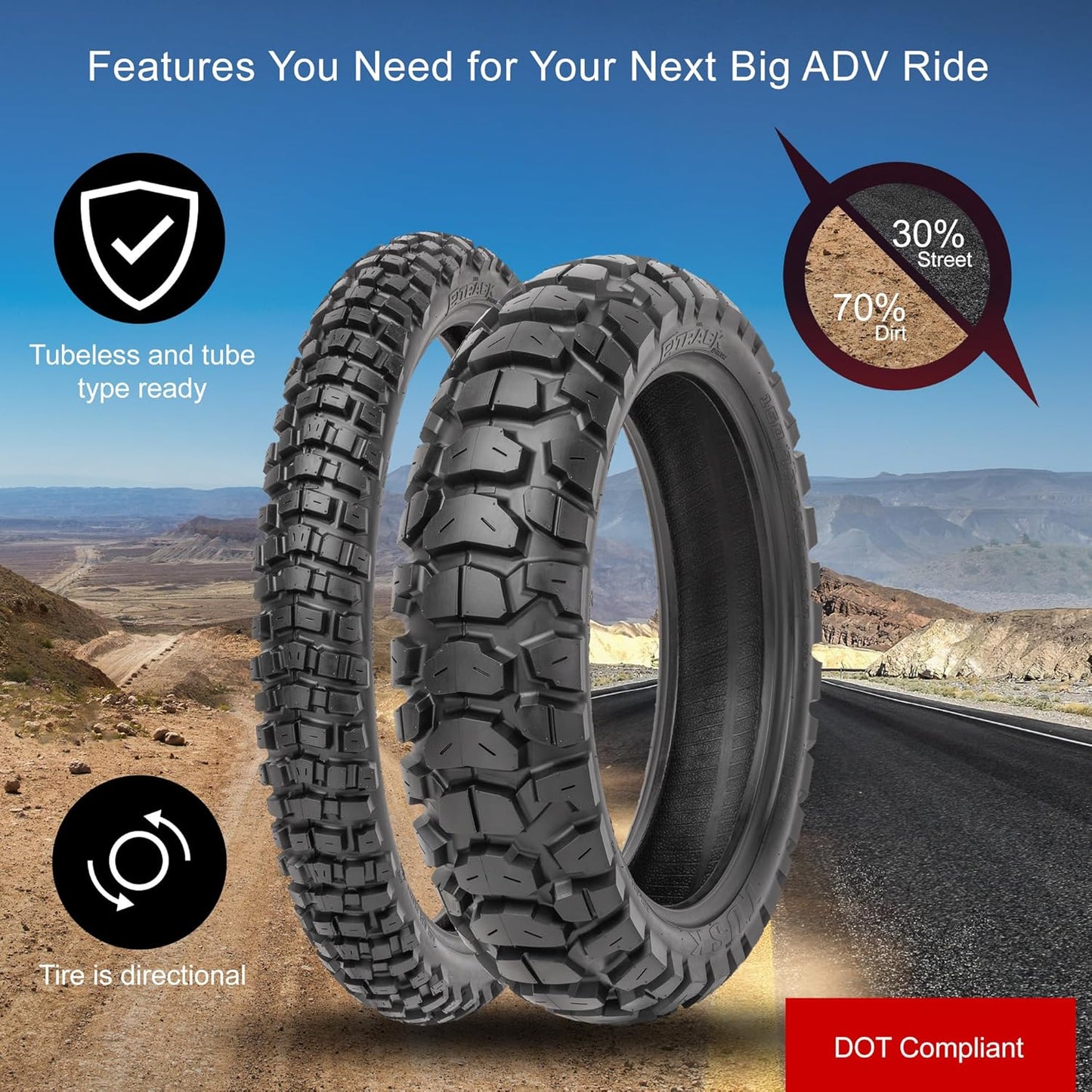 Tusk 2Track Adventure Tire Rear 150/70B-18 (70T)