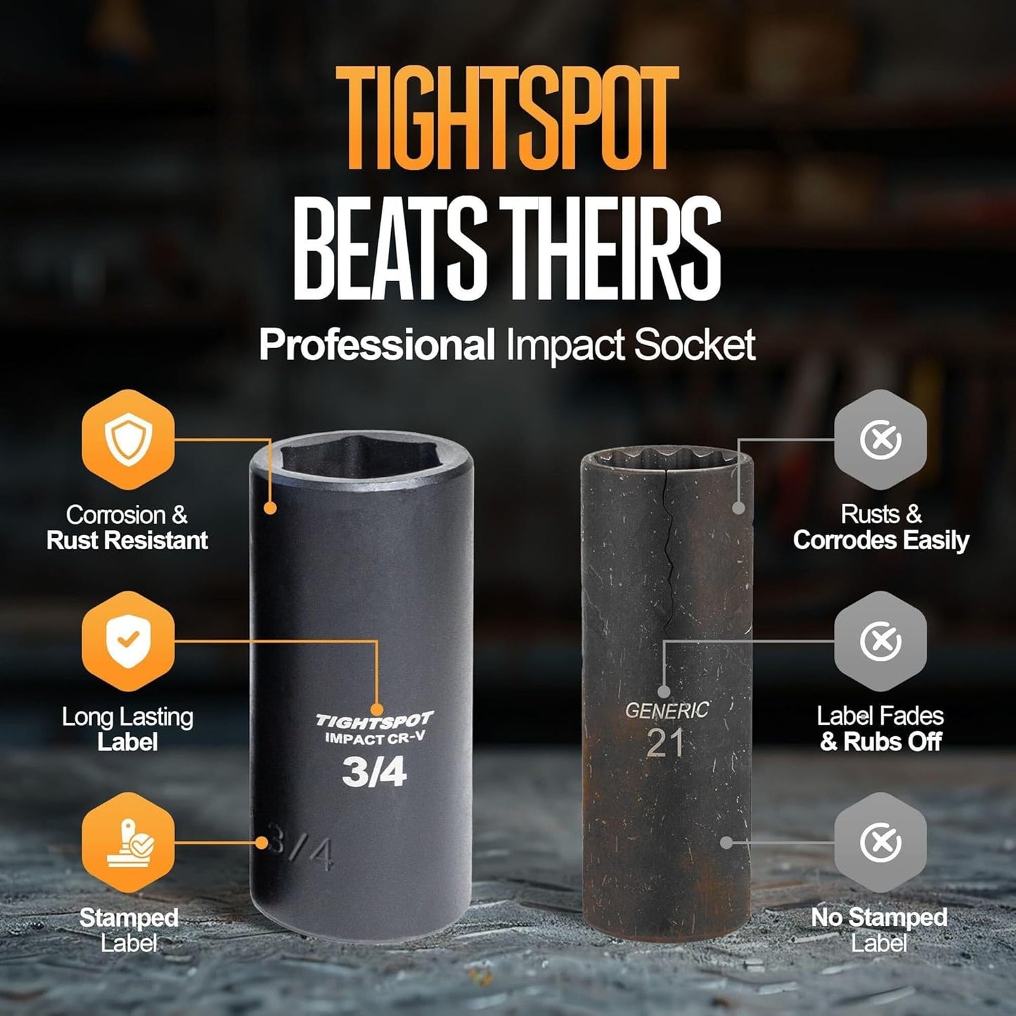 TIGHTSPOT 3/8" Drive 71pc Impact Socket Master Set Inch Metric 1/4"-3/4" 6-19mm CR-V CR-MO Universal Joint Deep Standard Sockets 90-Tooth Ratchet Extensions Heavy Duty Mechanic Tool Kit