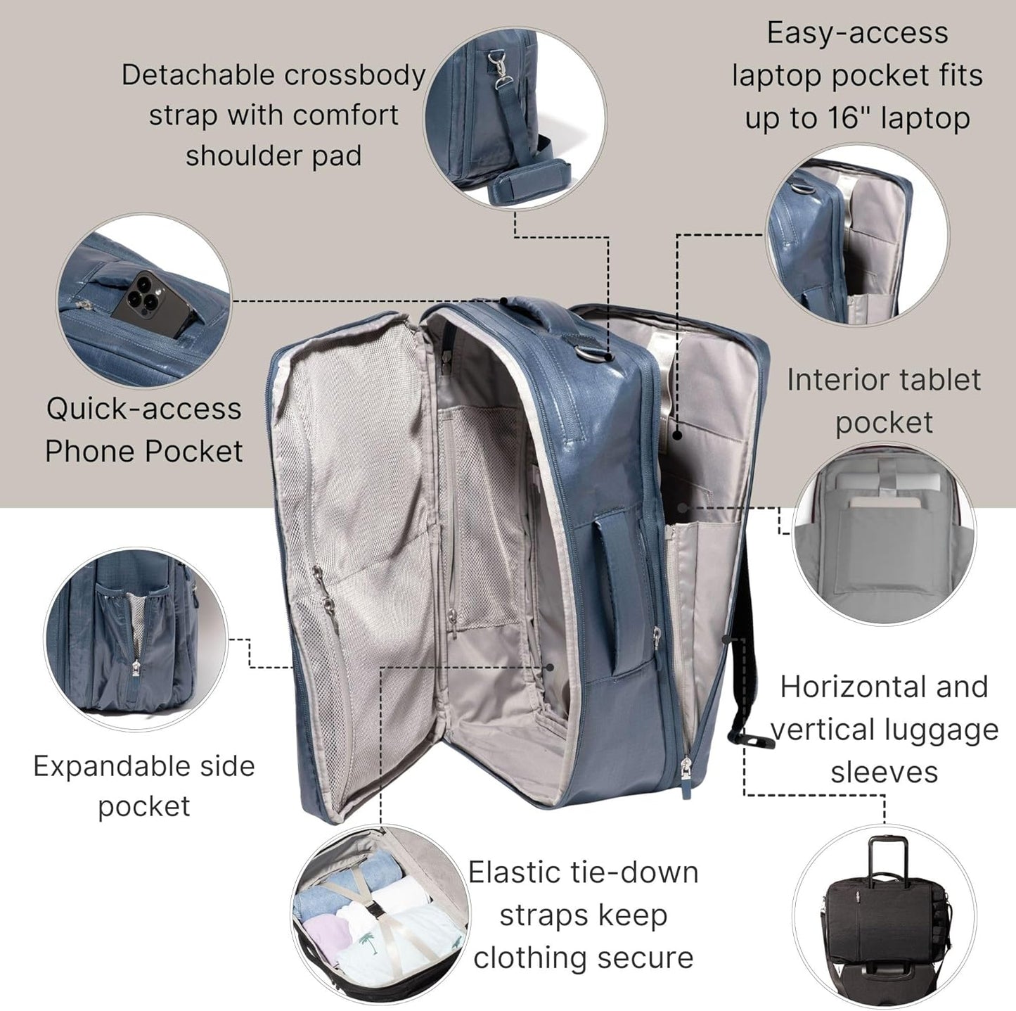 Baggallini Modern Convertible Travel Backpack - Lightweight 11.8"x17.7"x 8.5" Duffel Weekender w/Laptop Pocket