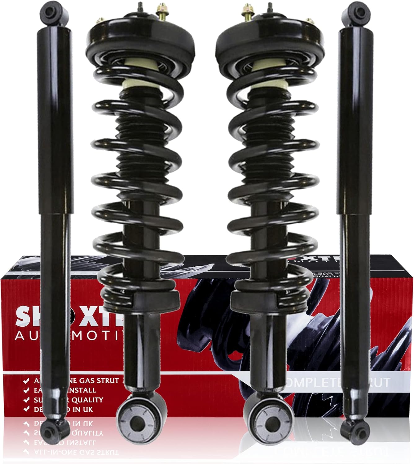 Shoxtec Full Set Complete Strut Shock Absorbers Replacement for 2004 Ford F-150; Lariat, STX, XL, XLT RWD Only; Replacement for 2005-2008 Ford F-150; RWD Only 2006-2008 Lincoln Mark LT; RWD Only