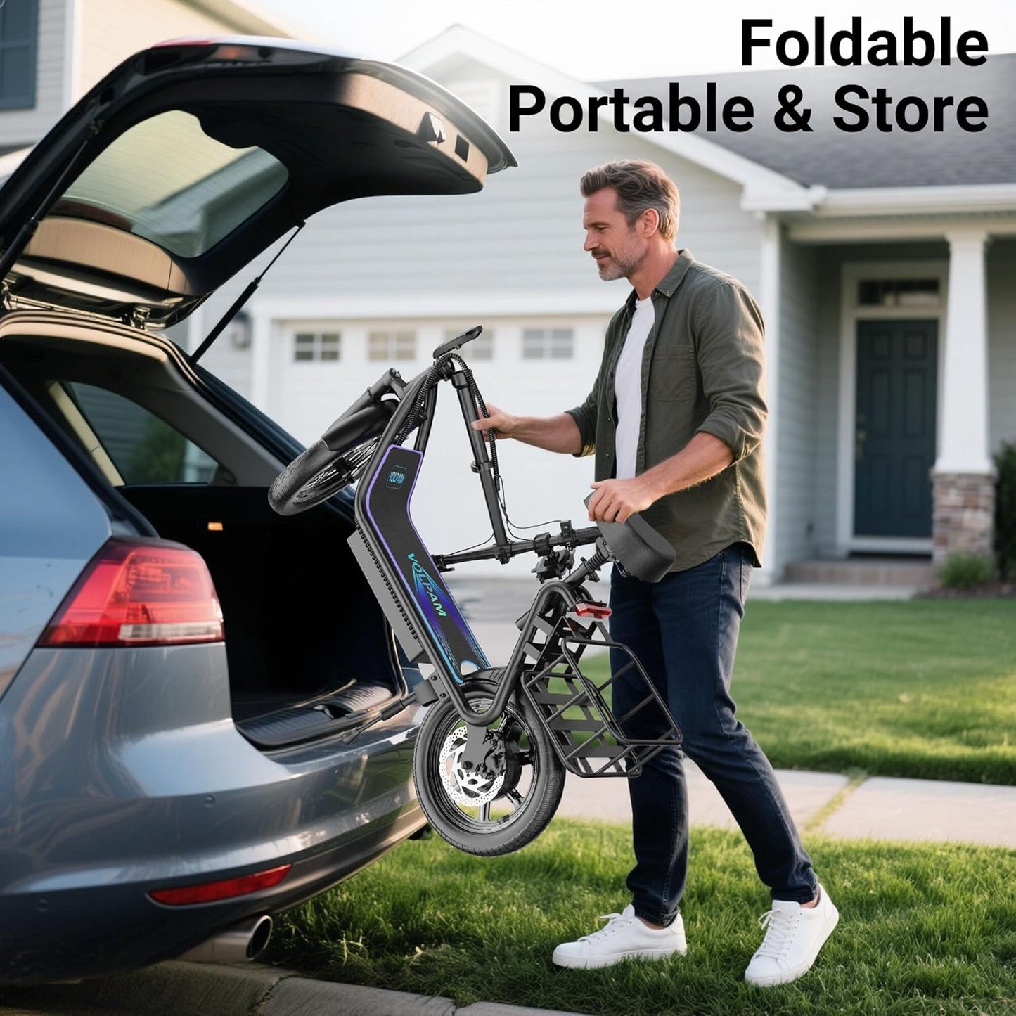 VOLPAM Electric Scooter Adults, Foldable E-Scooter for Adults, 500W Motor, 22 MPH Speed, 27 Mile Range, 14" Tires, Electric Kick Scooter with Seat, Dual/Braking System