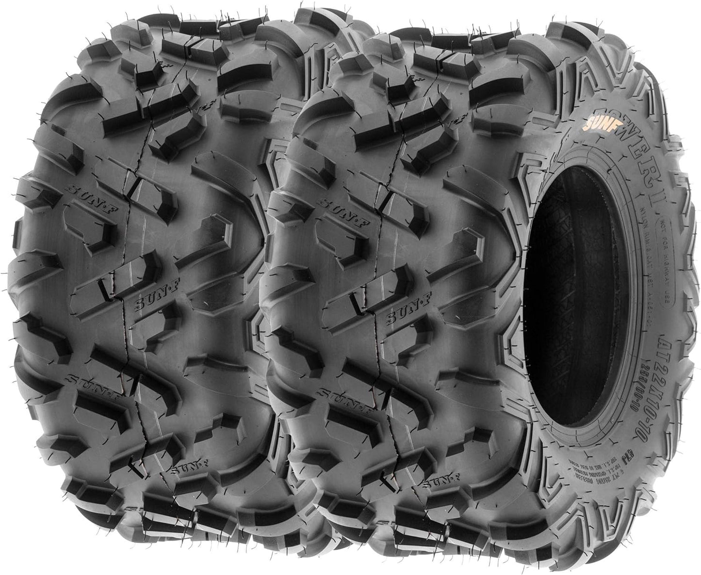 Set of 4 SunF Power.II ATV UTV Tires 23x7-10 Front & 22x10-10 Rear, All-Terrain Off Road, 6 PR, A051