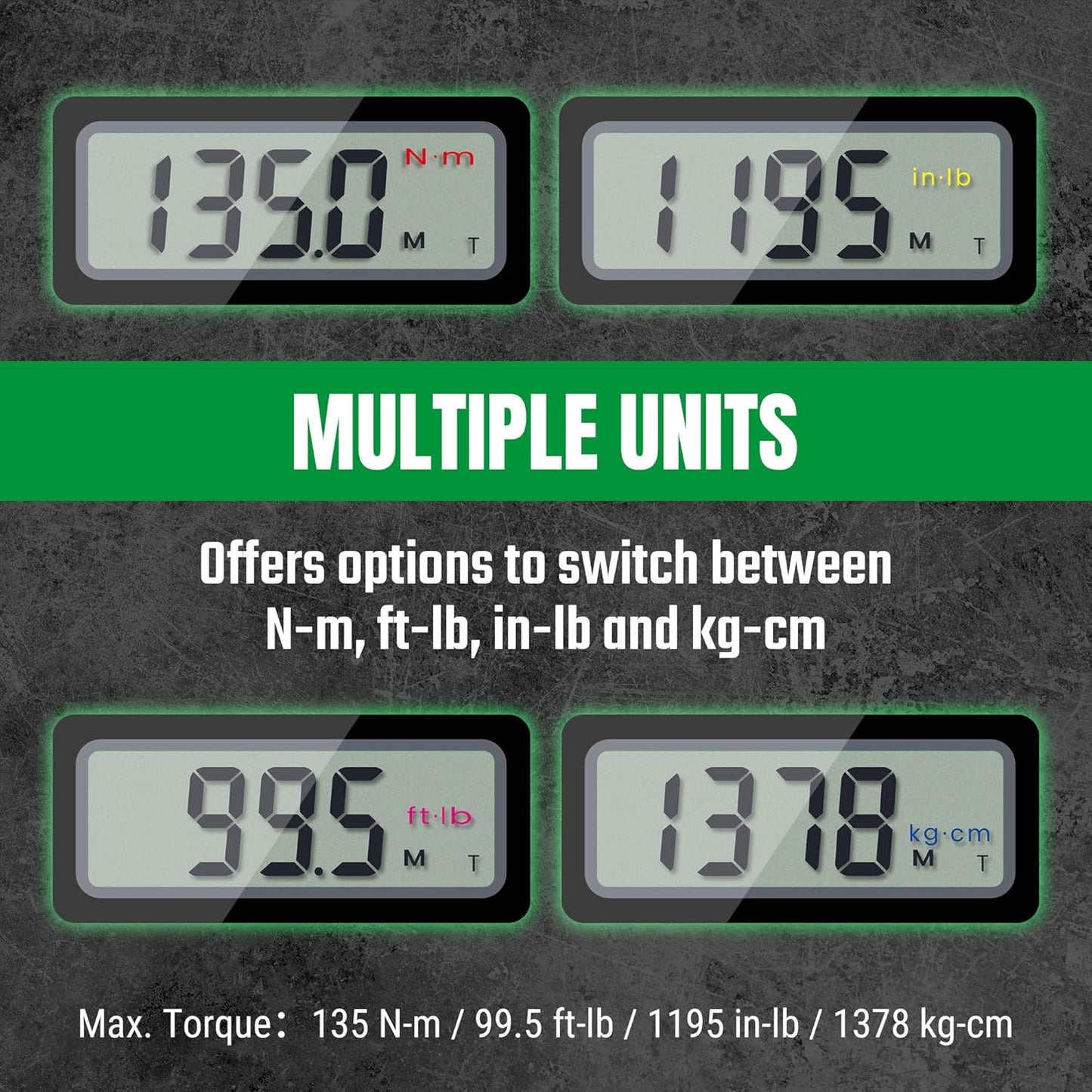 SK 3/8" Drive Digital Torque Wrench, 6.8 to 135 N-M, LED Display, Four Units of Measure & Flash Notification