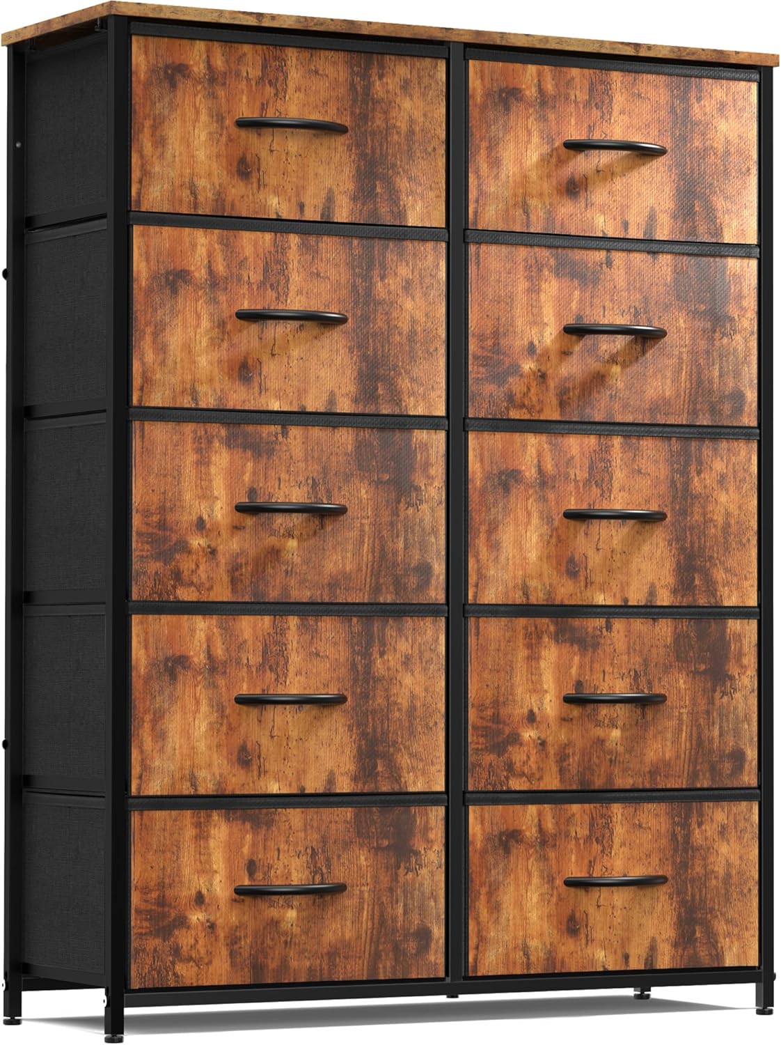 Sweetcrispy Dresser, Dresser for Bedroom Drawer Organizer Storage Drawers, Fabric Storage Tower with 8 Drawers, Chest of Drawers with Steel Frame, Wood Top for Nursery, Living Room, Closet