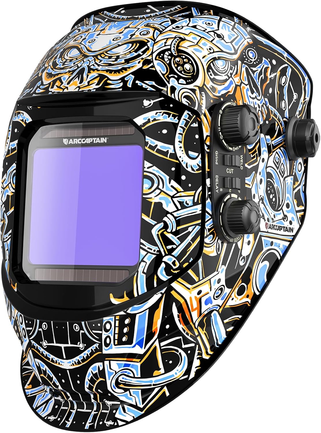 ARCCAPTAIN Welding Helmet Auto Darkening, 3.94"X3.66" Large Viewing Screen True Color Welding Hood with 4 Arc Sensor Solar Powered, Wide Shade 4-5/5-9/9-13 for ARC TIG MIG Welding Helmets for Men