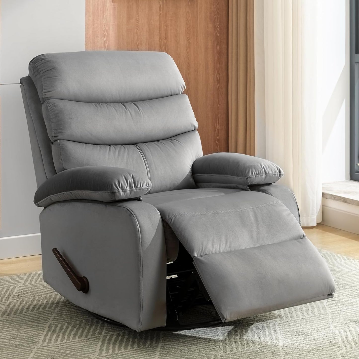 Swivel Rocker Recliner Chair for Adults, Rocking Chair Recliner for Nursery, Small Recliners for Small Spaces, Living Room, RV, Beige