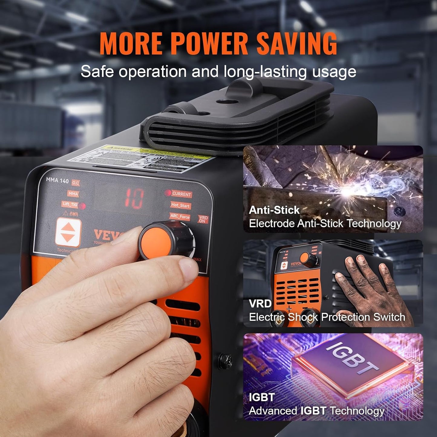 VEVOR Stick Welder, Mini and Portable 140Amp 2 in 1 ARC/Lift Tig Welder Machine, ARC Welder with Hot Start/Arc Force/Anti-Stick, IGBT Inverter Portable MMA Welder Machine, 110V