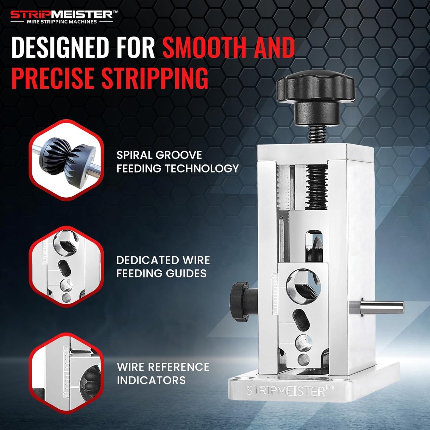 StripMeister Original Drill-Powered Wire Stripper – Wire Sizes Up To Ø3/4", Jam-Free, Copper Wire, Built for Safety, Speed, and Efficiency - Portable Wire Stripping Machine