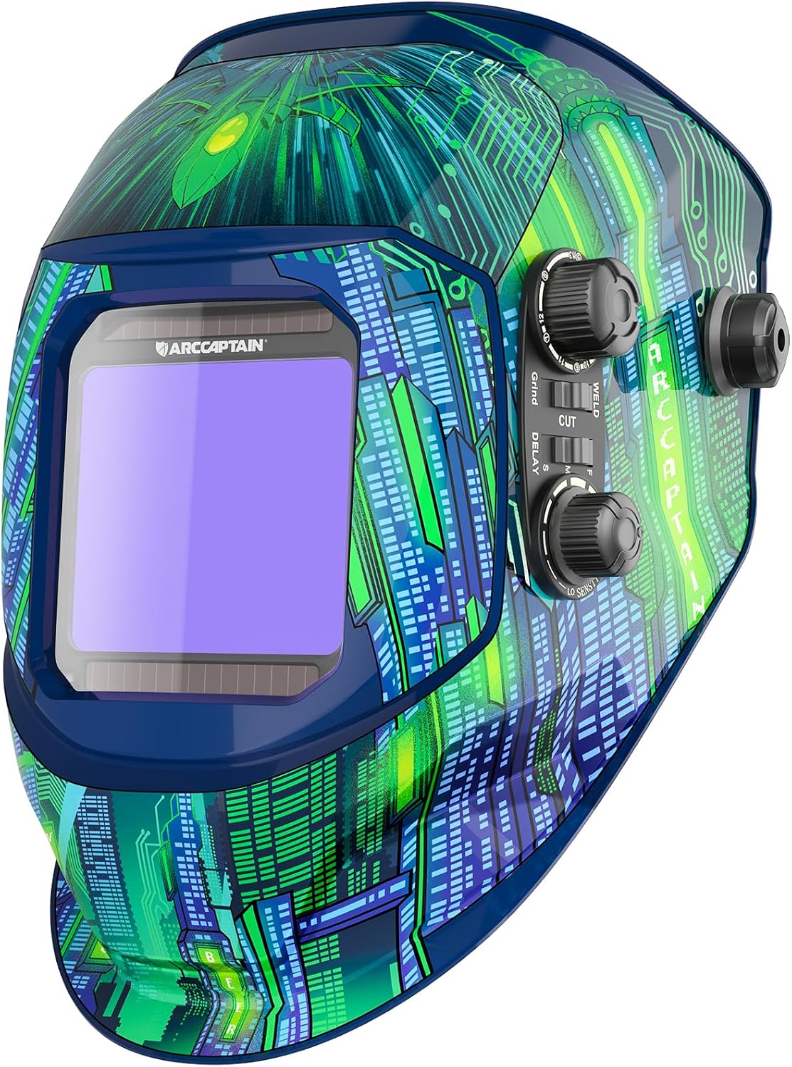 ARCCAPTAIN Welding Helmet Auto Darkening, 3.94"X3.66" Large Viewing Screen True Color Welding Hood with 4 Arc Sensor Solar Powered, Wide Shade 4-5/5-9/9-13 for ARC TIG MIG Welding Helmets for Men