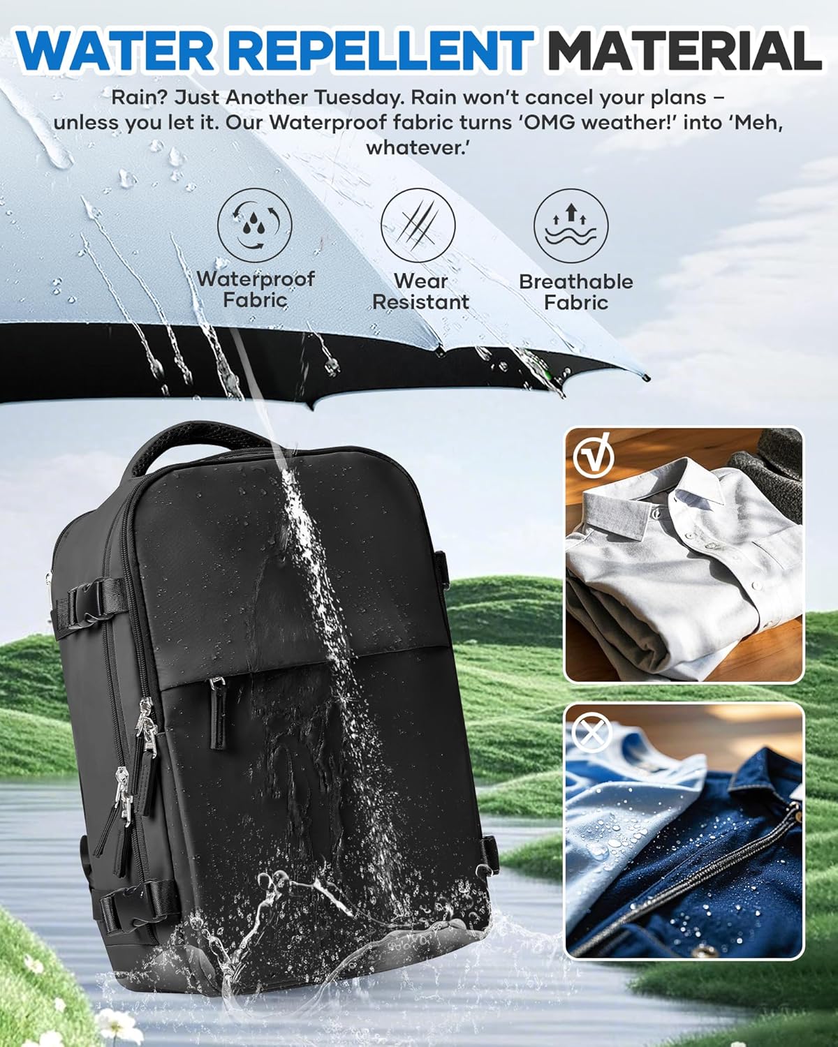 Vacuum Seal Travel Backpack with Air Pump Compression Vacpack Waterproof Carry On Backpack for Travel Women men with Vacuum System Laptop Airlines Approved Daypack Space Saver Bags Black