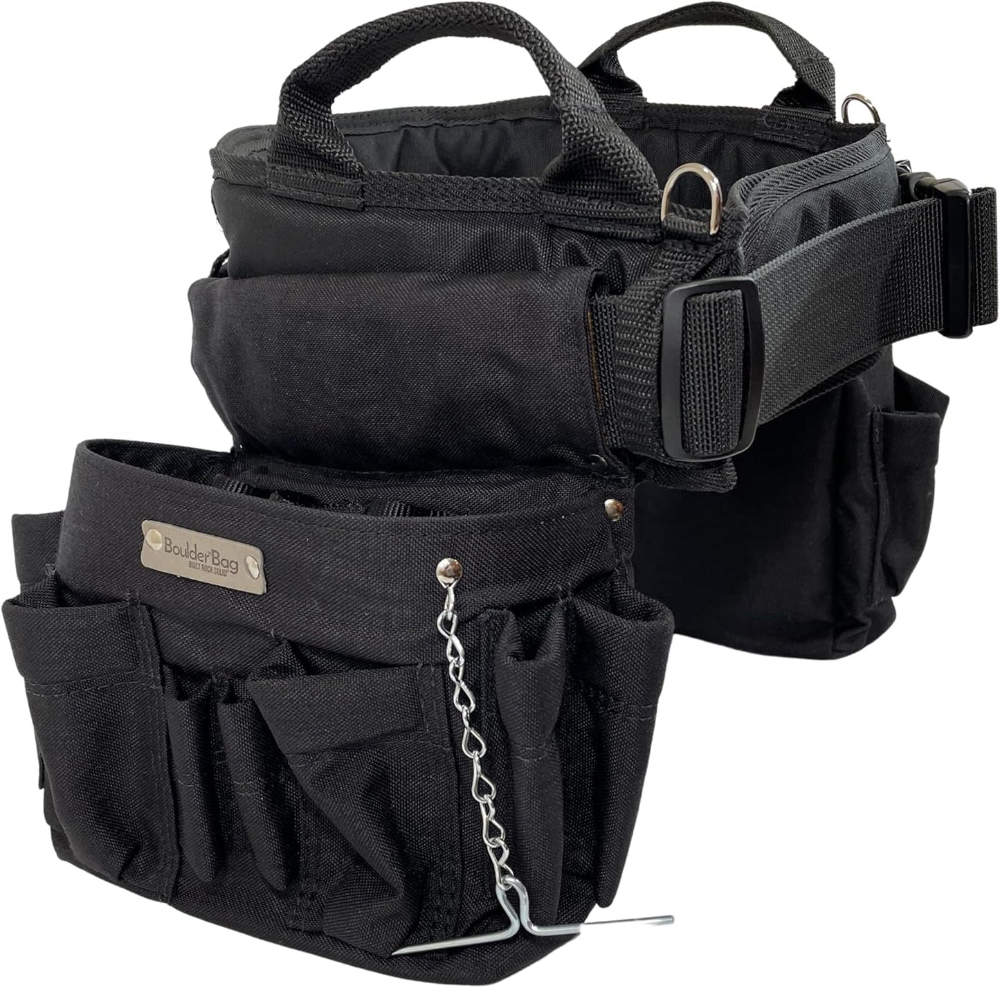 BOULDER BAG Professional Electrician's MAX Combo with Comfort Back Support Tool Belt, Quick Release Buckle, Heavy Duty Work Belt, Black, (Large 33-36 Inches), Made in USA