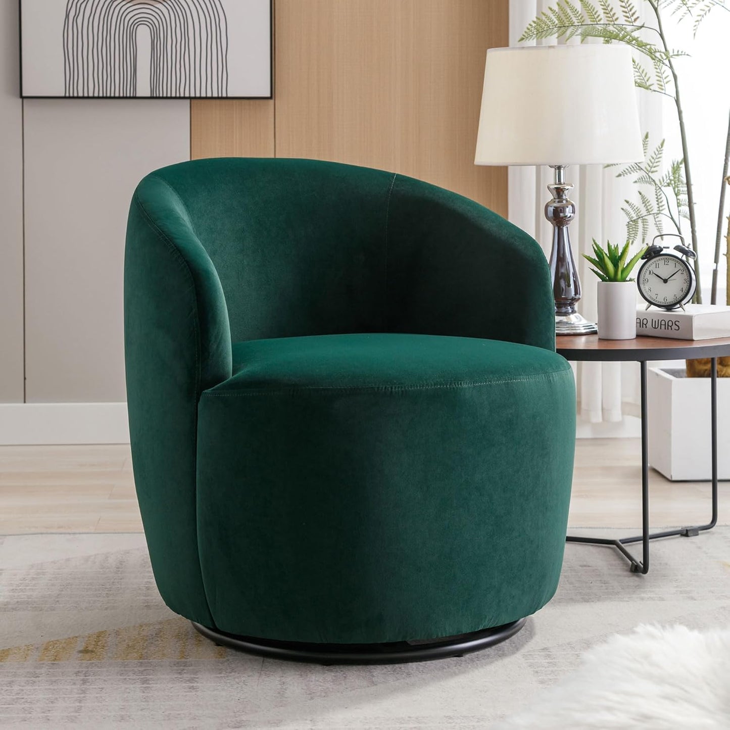 Swivel Accent Chairs Set of 2, Modern Round Vanity Chair for Living Room, Comfy Velvet Barrel Armchair, Small Single Sofa, Blue
