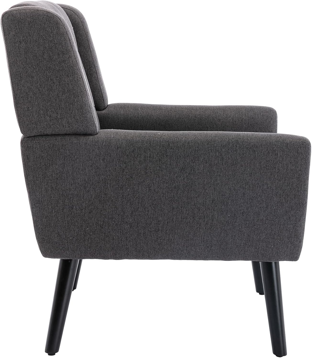 Accent Armchair, Living Room Chairs with Curved Back, Velvet Cushion, 250 Lbs Weight Capacity Ergonomics Accent Chair, Upholstered Single Sofa for Bedroom Dark Gray As Shown