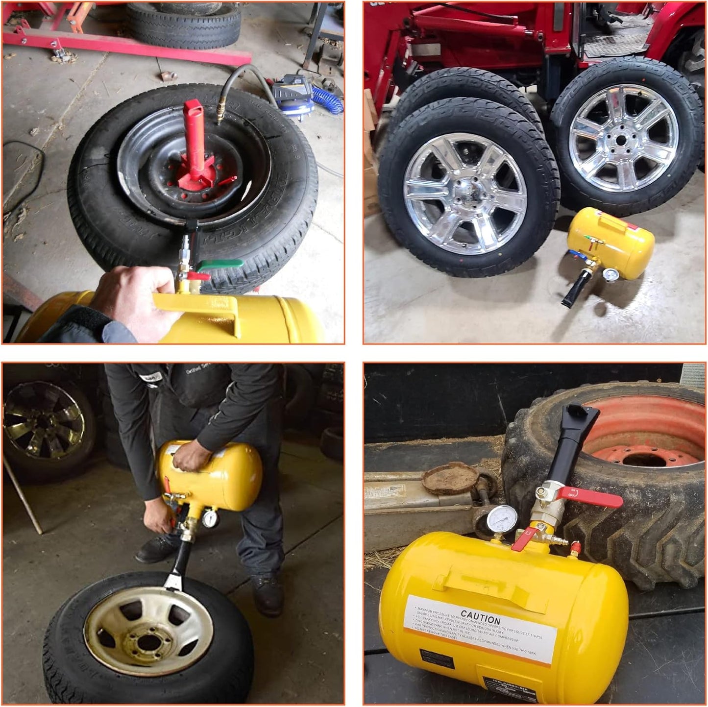 5 Gallon Air Tire Bead Seater 110 PSI Blaster Tool Seating Tire Inflator with Gauge Car Truck ATV Tractor Tank Heavy Duty (Yellow)
