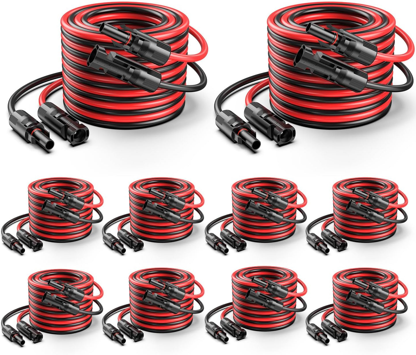 50FT 10AWG Solar Panel Extension Cable, 6mm² Solar Extension Cable Wire with Female & Male Waterproof Connectors for RV, Photovoltaic Systems, Set of 2