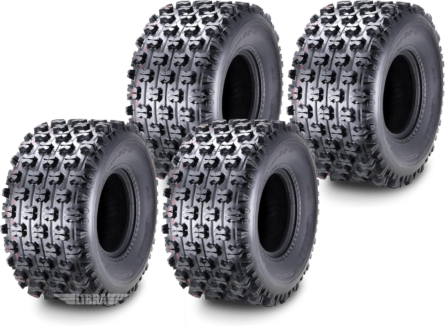 WANDA (Set 4) Sport ATV Tires 22x7-11 Front & 22x10-9 Rear GNCC (Grand National Cross Country) Race Tires Compatible for Honda Recon 250 Suzuki Ozark 250