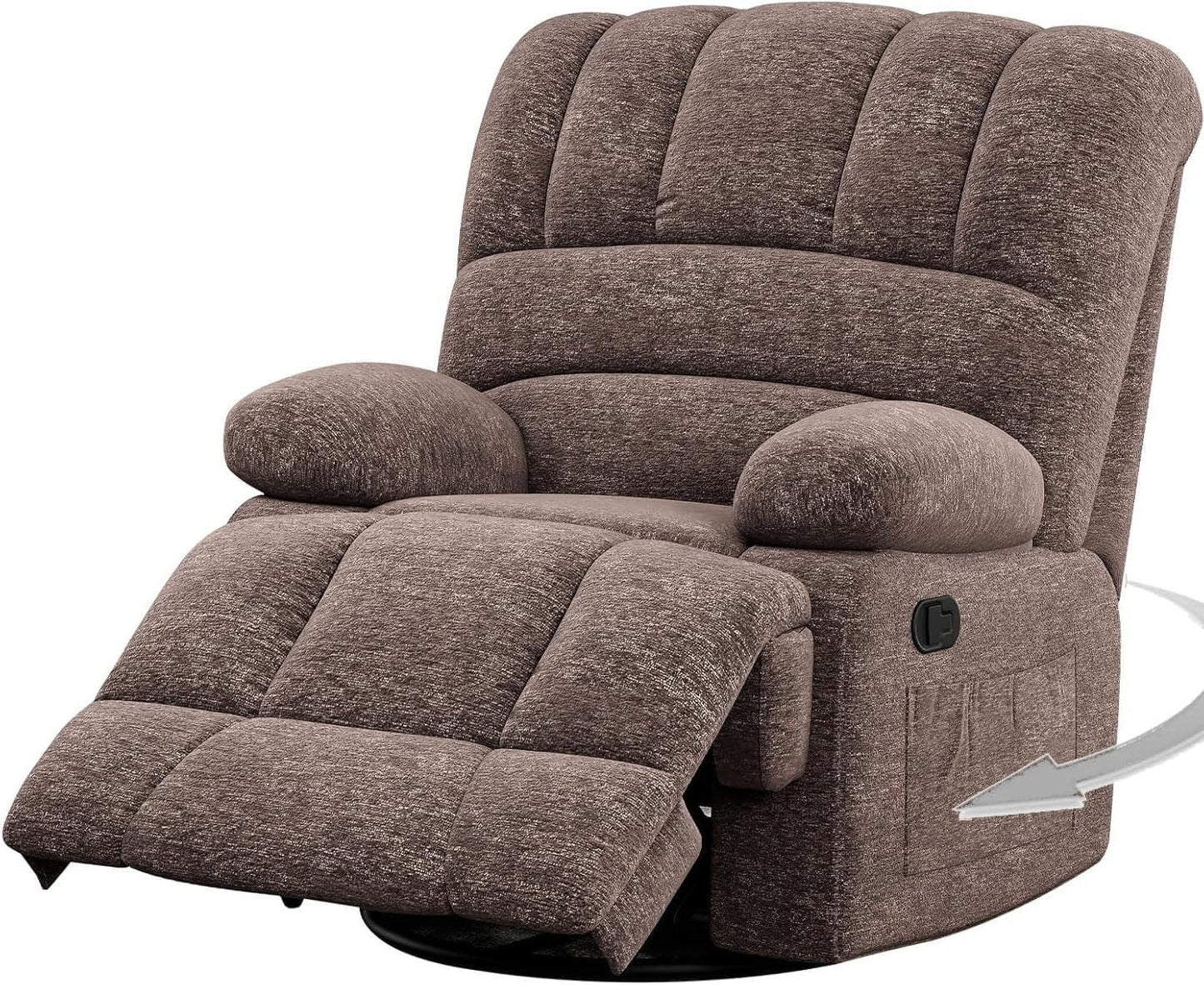 Swivel Rocker Recliner with 360 Degree Swivel, Small Recliners with 30 Degree, 90-150 Degree Angle, Faux Leather Lift Chair for Home Theater Seating, Adults, Living Room, Bedroom, Black