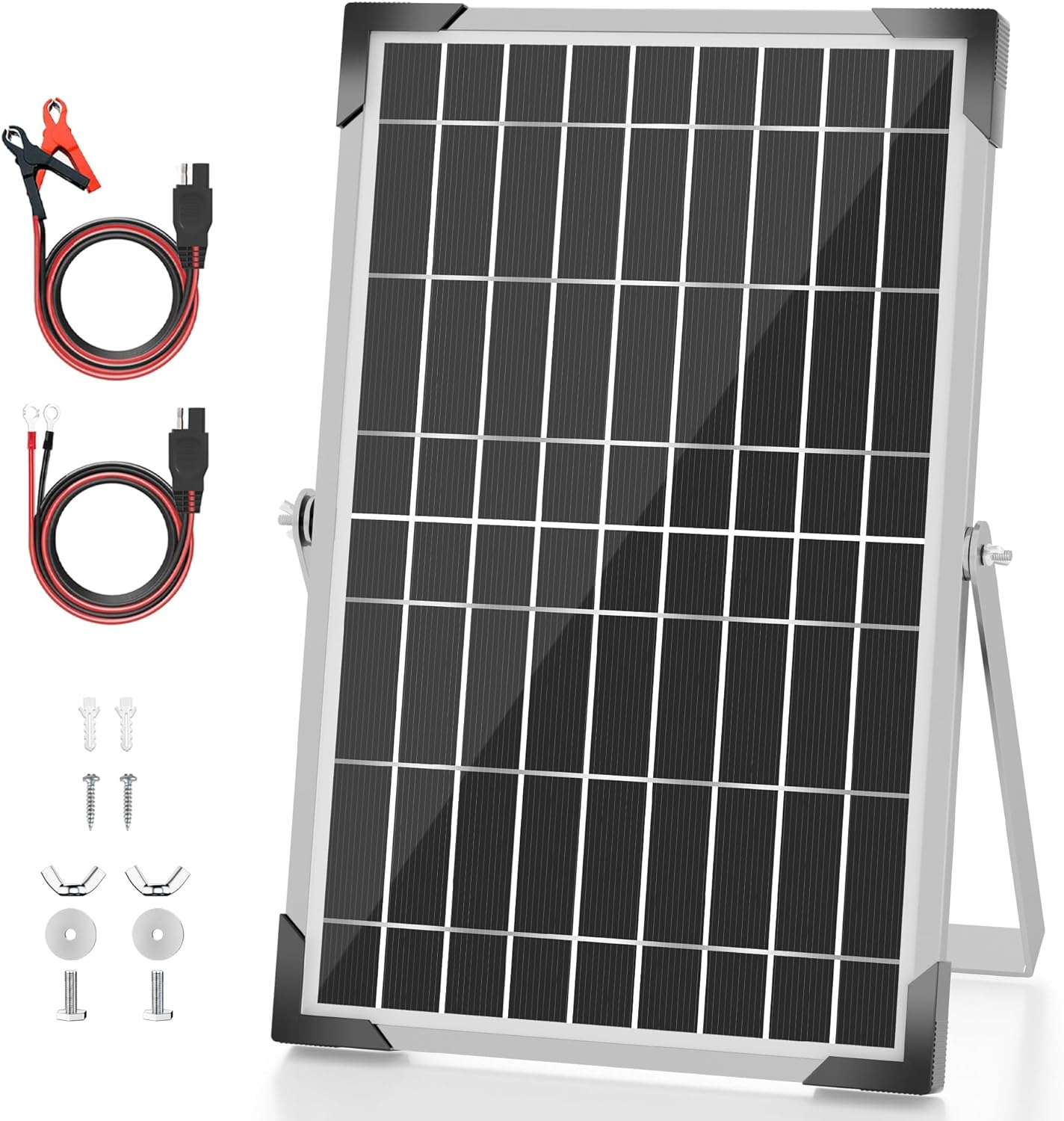 Solar Panel Kit 30W 12V, Solar Battery Trickle Charger Maintainer, Waterproof Solar Panel + Upgrade Charge Controller + Adjustable Mount Bracket for Boat RV Motorcycle Marine