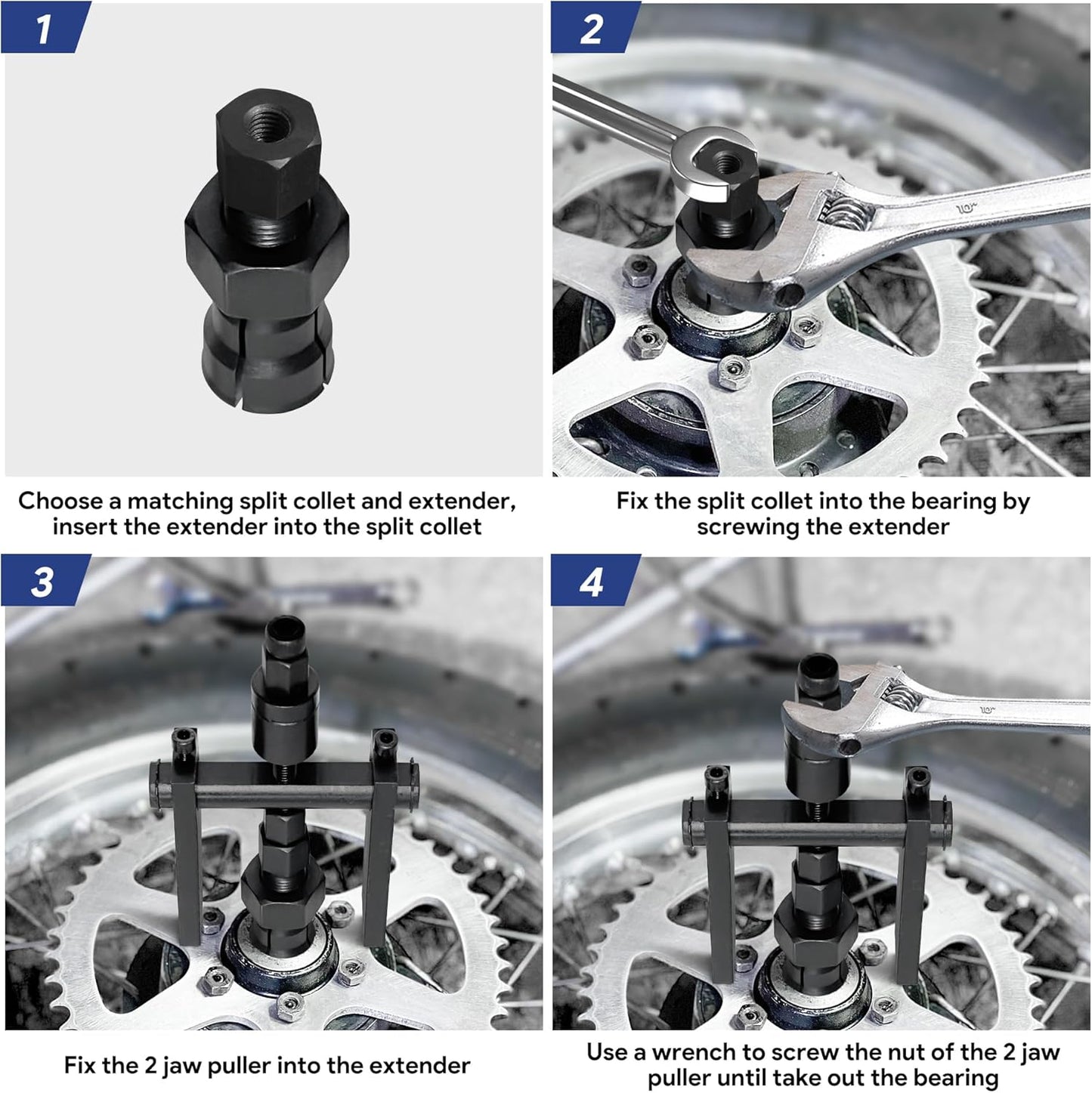 12Pcs Motorcycle Bearing Puller Kit, Blind Bearing Puller Kit, Slide Hammer Puller Set Suitable for Bearing Diameter 8-32MM