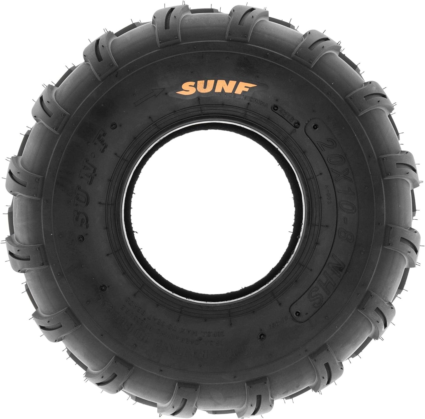 SunF A003 ATV/UTV/Lawn-Mowers Off-Road Tire 20x10-8, 6 PR, Directional Knobby Tread