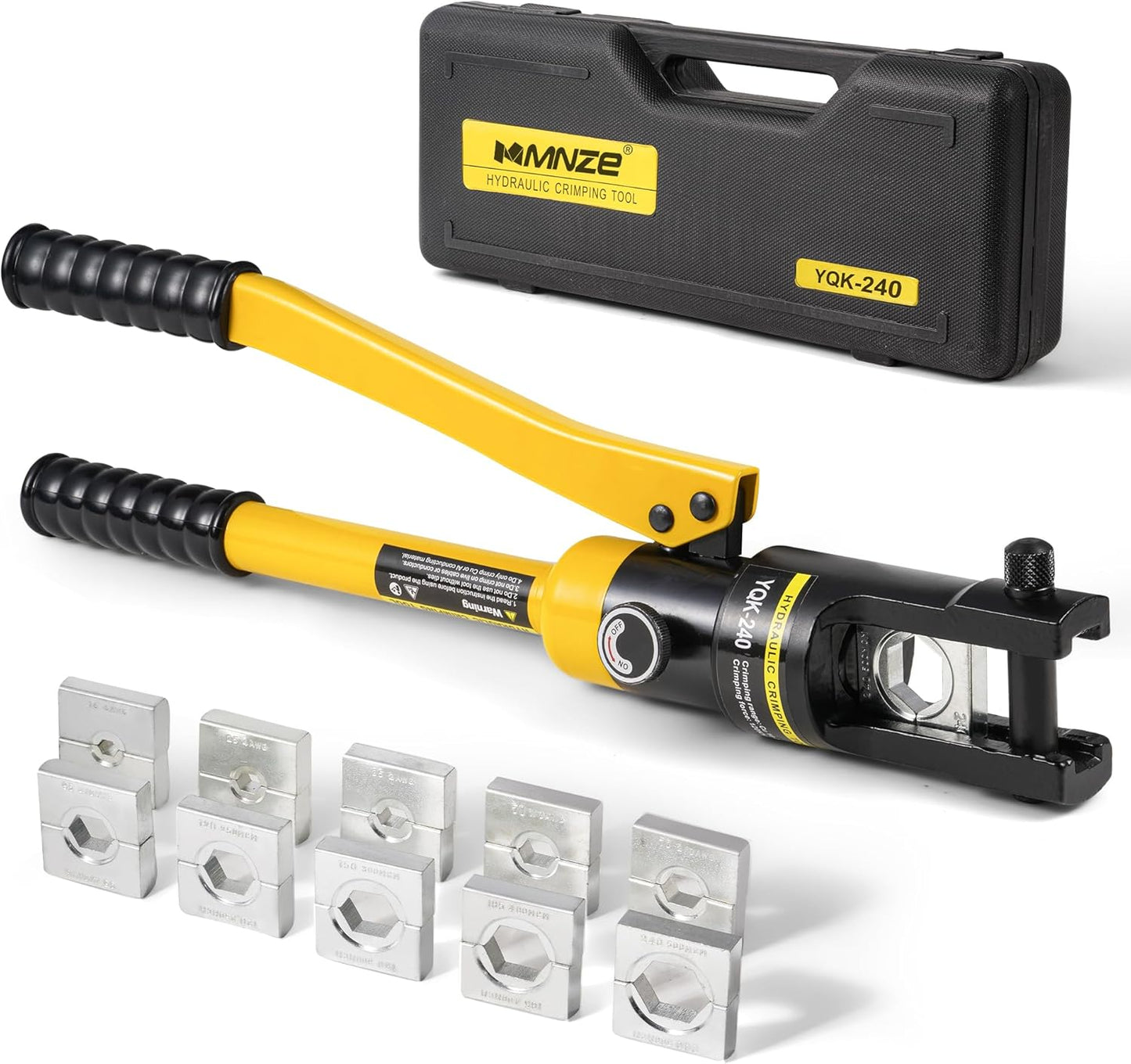 20 Ton Hydraulic Cable Lug Crimper Pliers 6 AWG to 1000 MCM Hand Operated Hydraulic Crimping Tool Kit Wire Terminal Lug Battery Crimping Crimper with 13 Dies