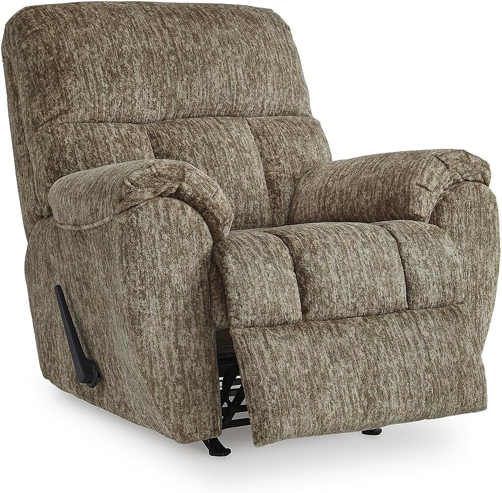Signature Design by Ashley Rampant Casual Manual Rocker Recliner with Pillow-Top Arms, Dark Brown